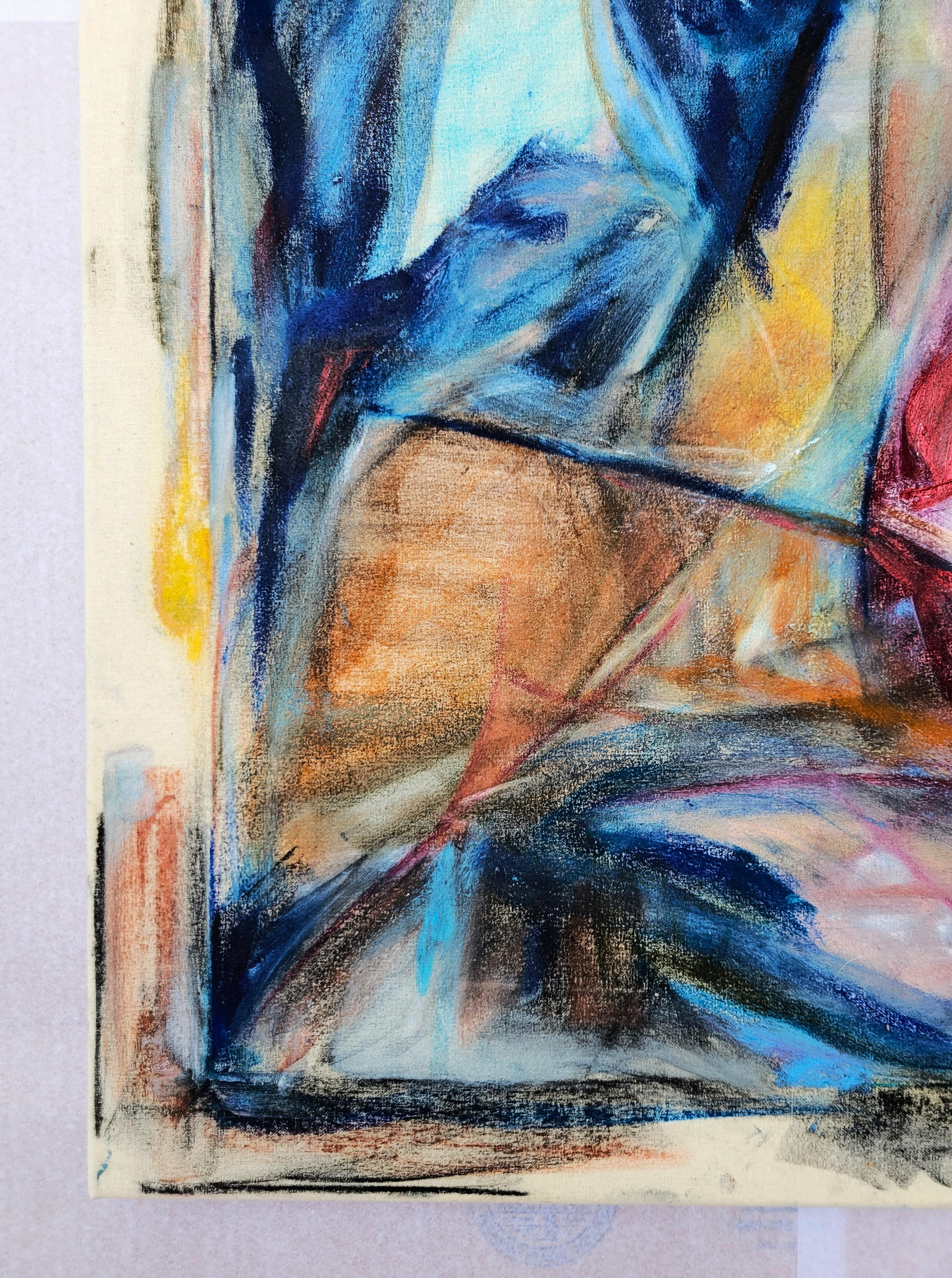 Sterbendes Licht /// Abstrakter Expressionismus Blau Rot Künstlerin Malerei Leinwand – Painting von Margaux Halloran