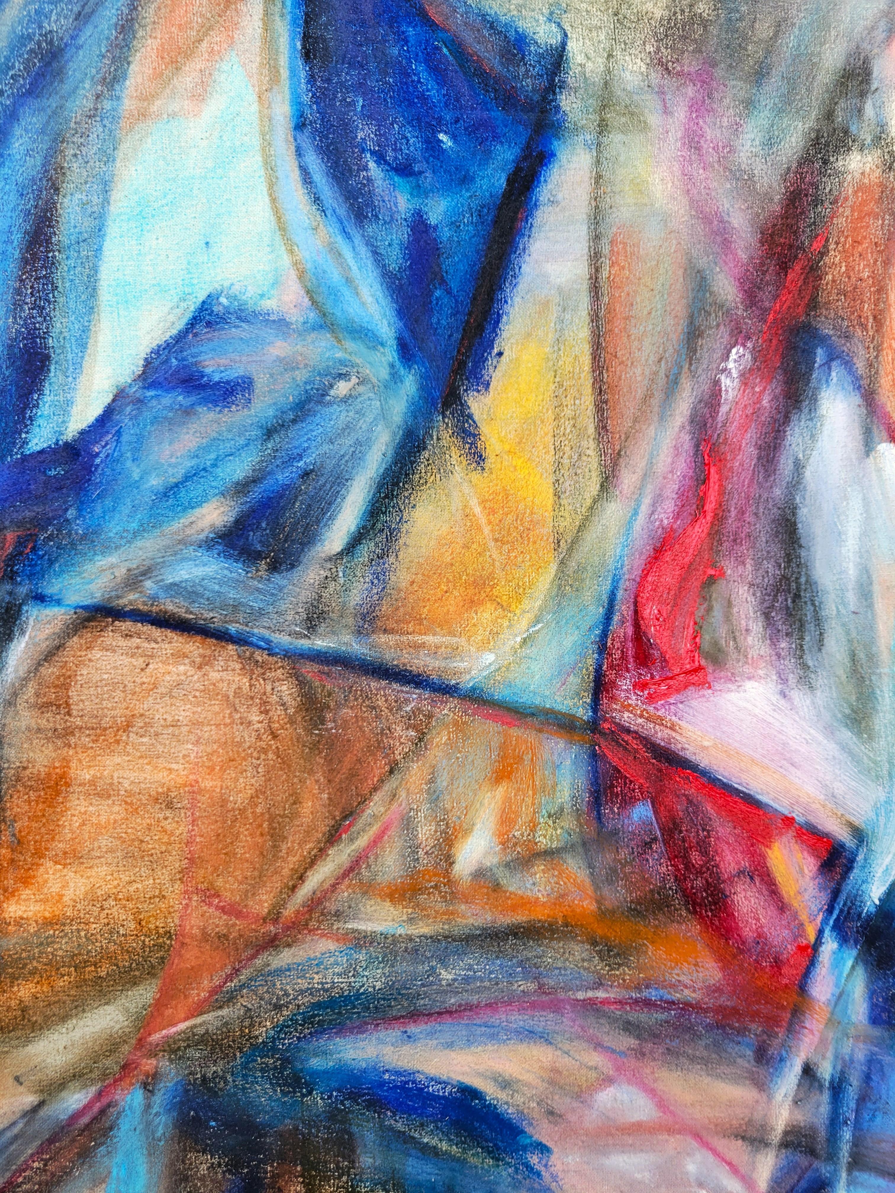 Sterbendes Licht /// Abstrakter Expressionismus Blau Rot Künstlerin Malerei Leinwand im Angebot 4