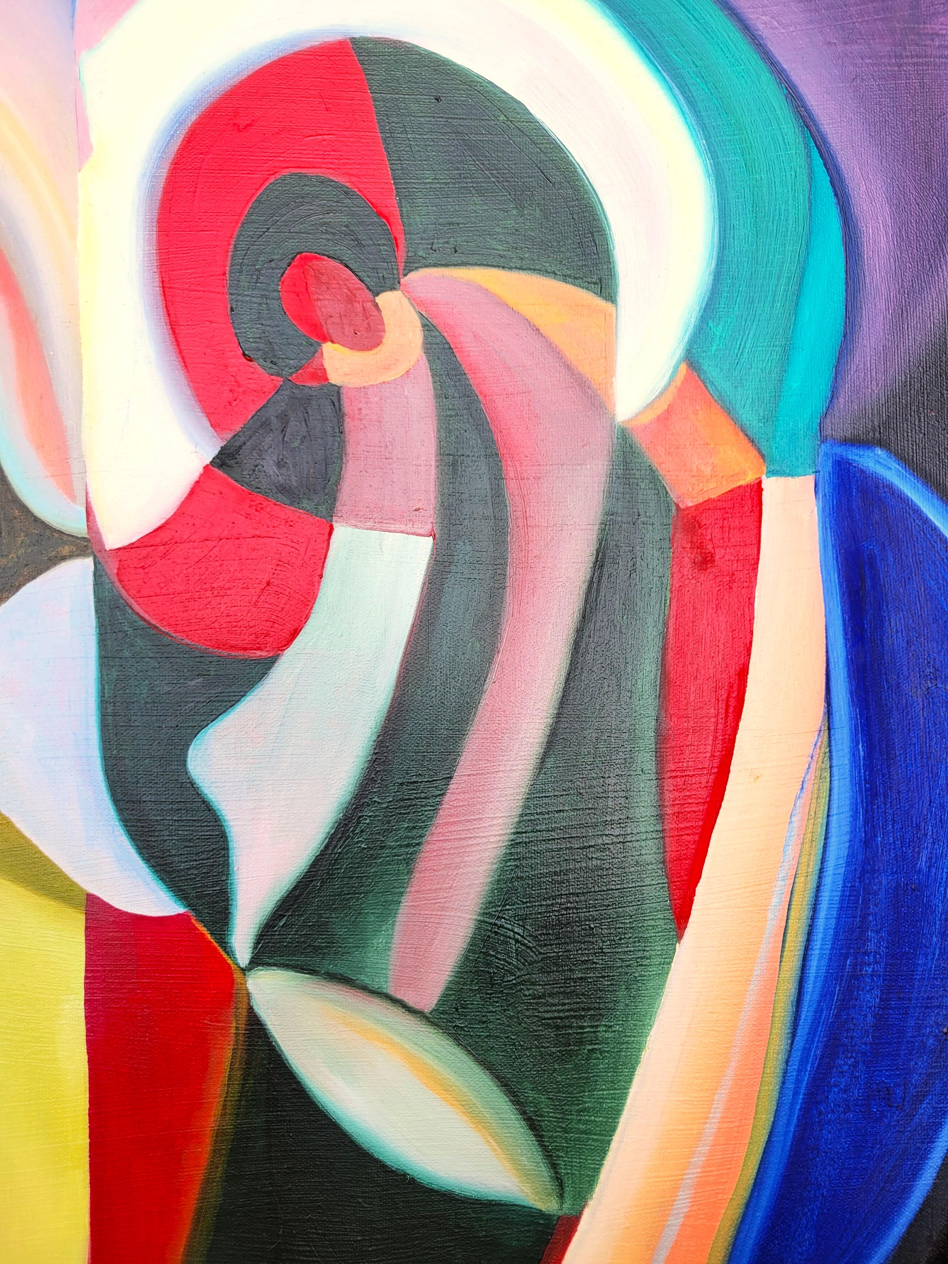 Dúo de Amantes /// Pintura Artista Femenina Abstracta Contemporánea Lienzo Geométrico en venta 6