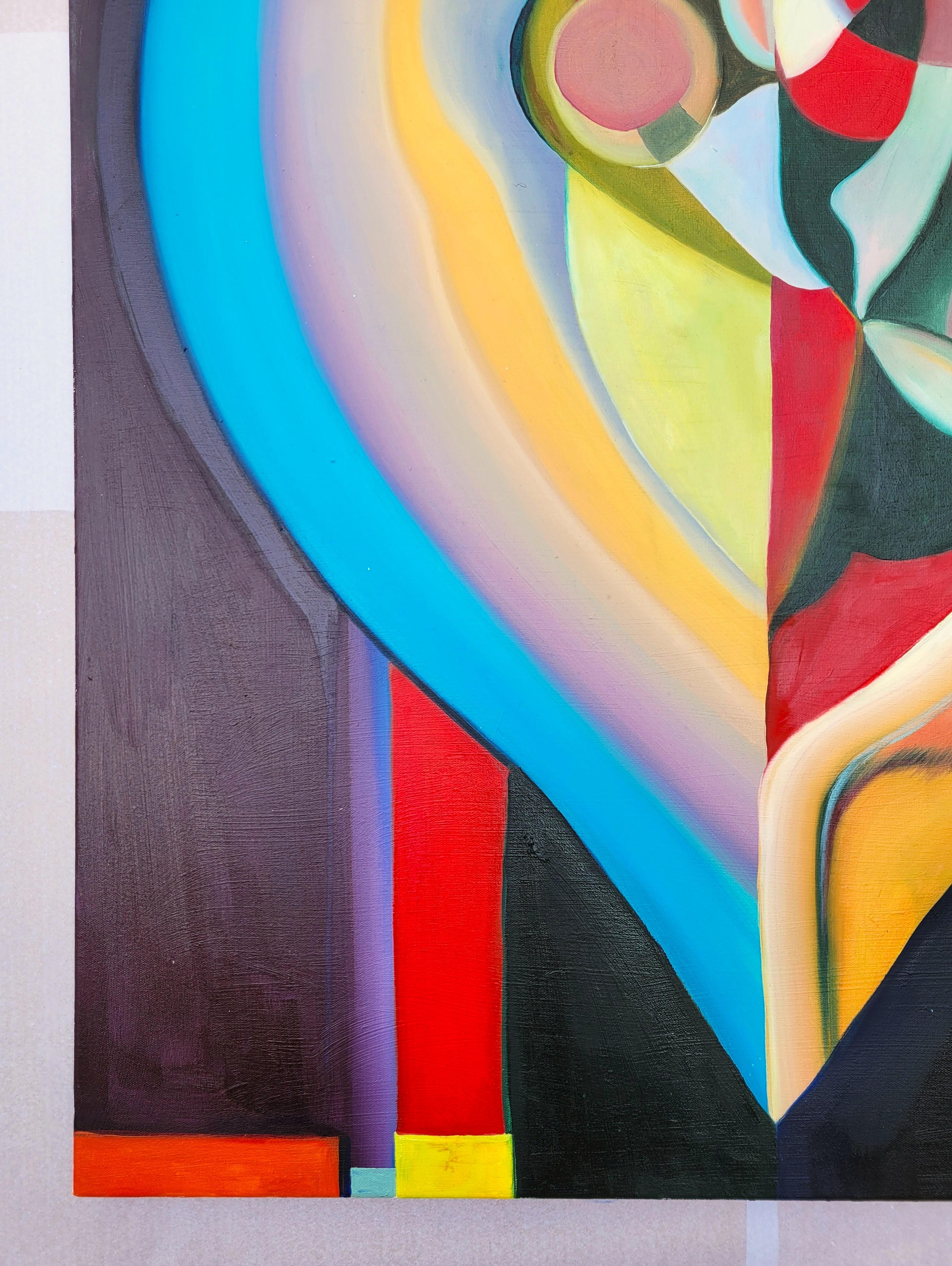 Dúo de Amantes /// Pintura Artista Femenina Abstracta Contemporánea Lienzo Geométrico - Painting Geométrico abstracto de Margaux Halloran