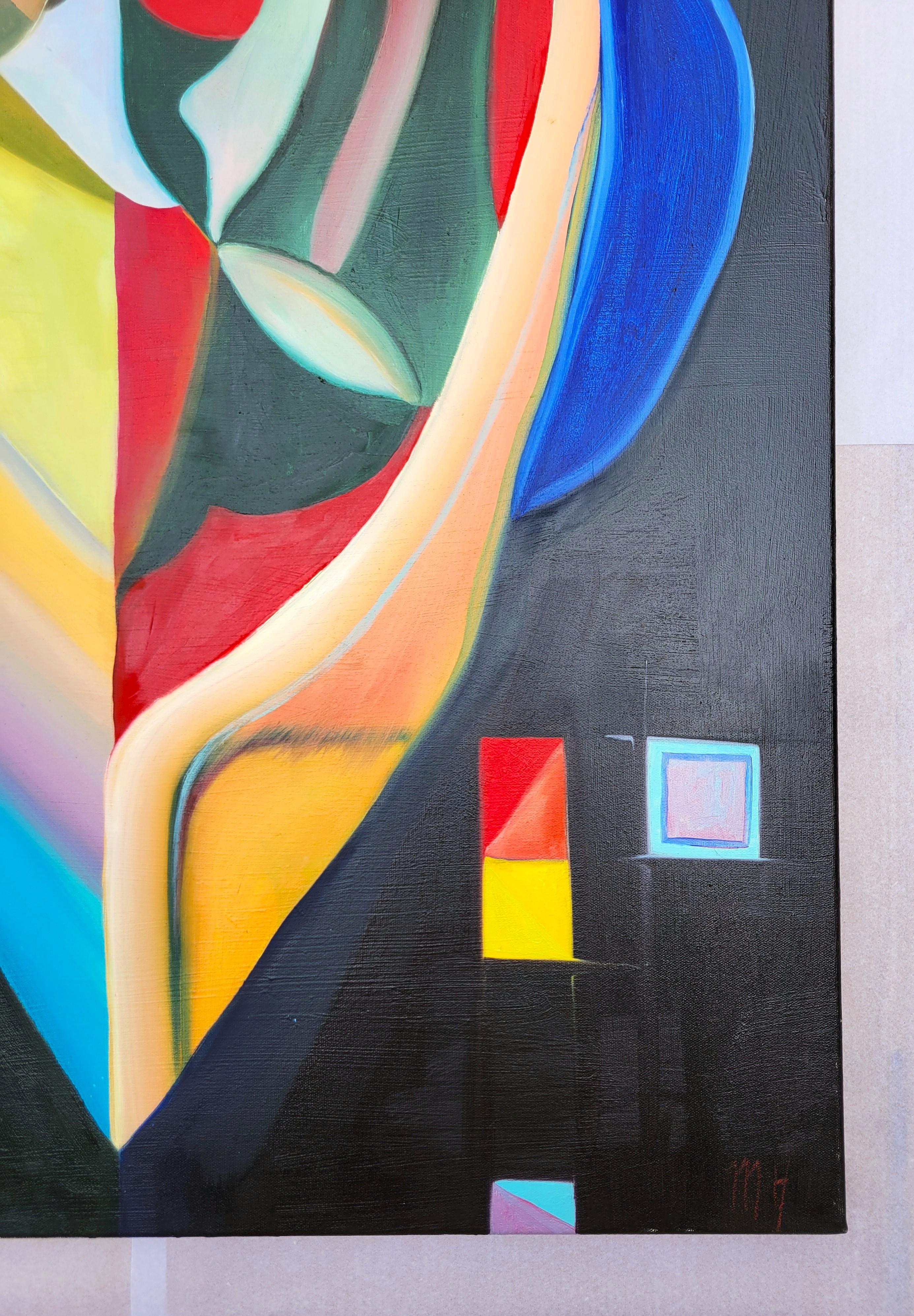 Dúo de Amantes /// Pintura Artista Femenina Abstracta Contemporánea Lienzo Geométrico en venta 1