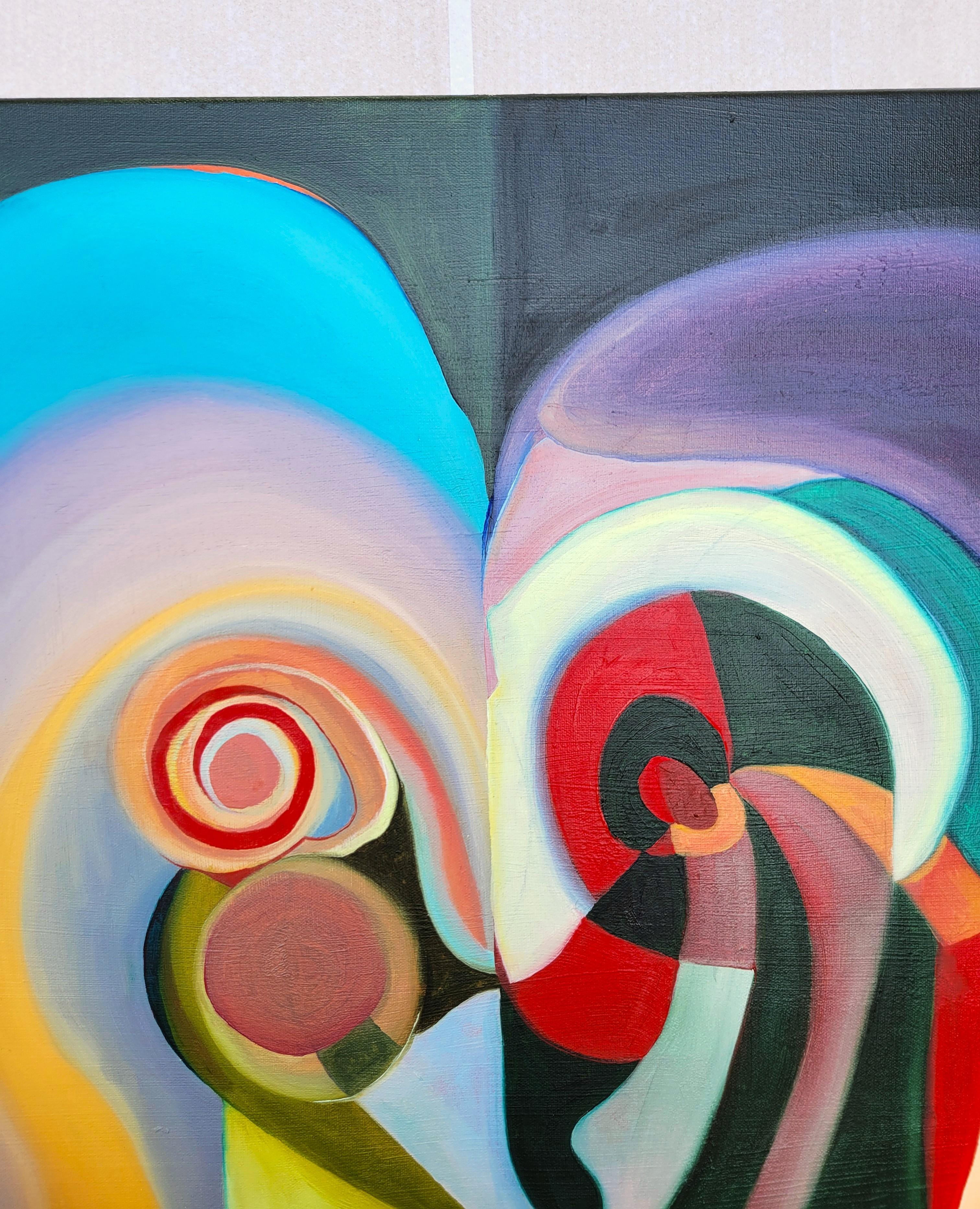 Dúo de Amantes /// Pintura Artista Femenina Abstracta Contemporánea Lienzo Geométrico en venta 2