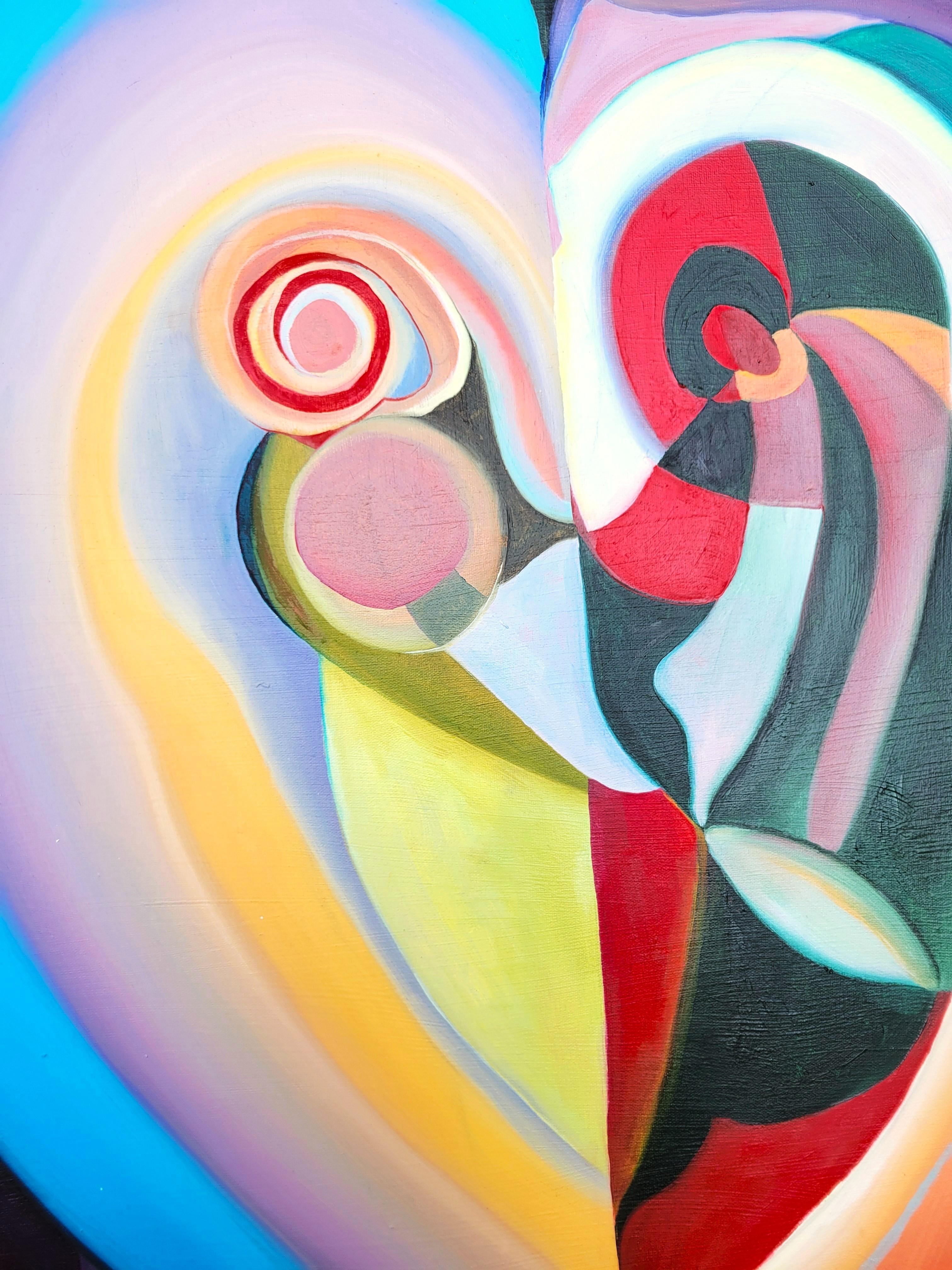 Dúo de Amantes /// Pintura Artista Femenina Abstracta Contemporánea Lienzo Geométrico en venta 4