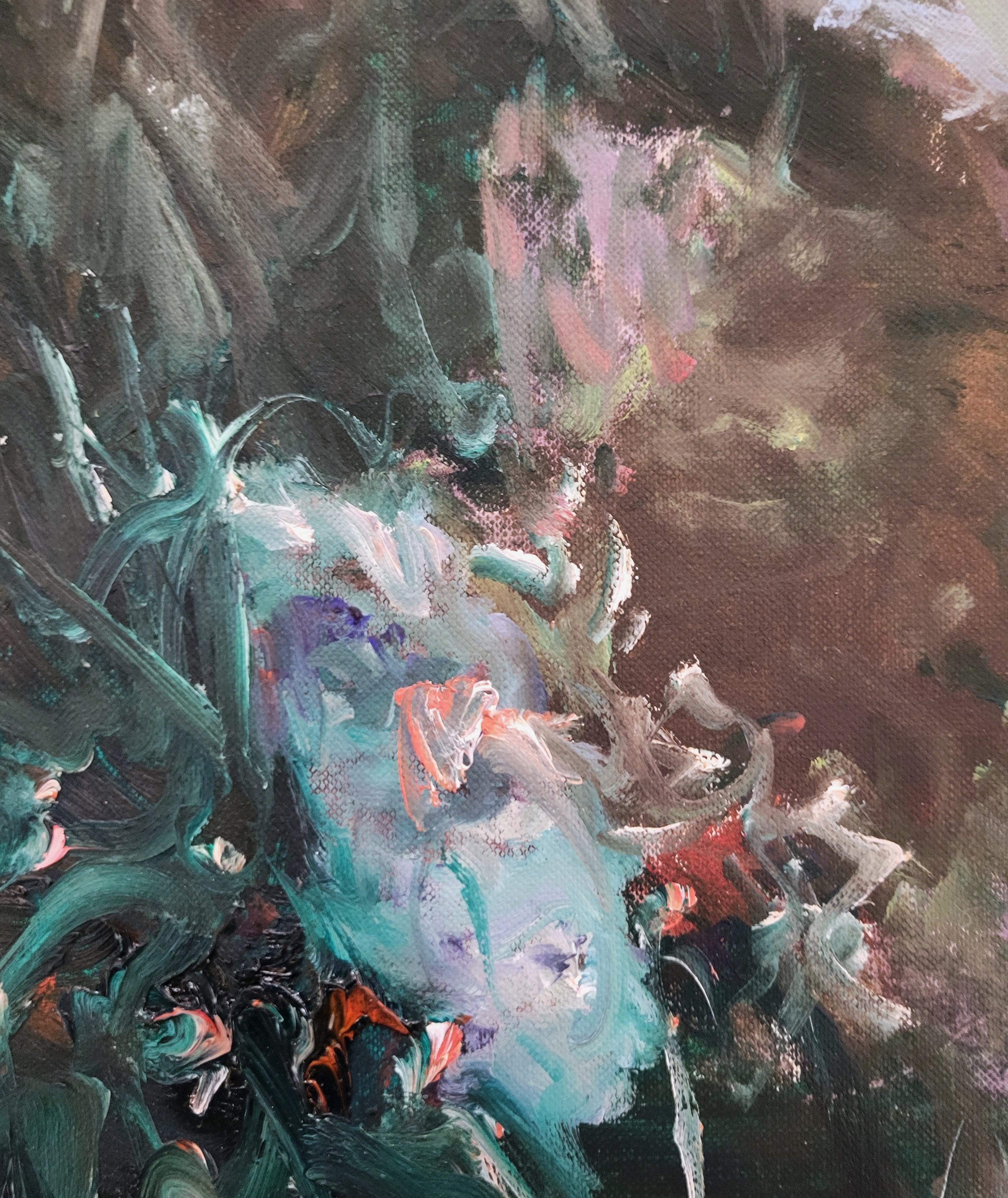 Guida notturna al tramonto /// Pittura ad olio contemporanea astratto-espressionista in vendita 5