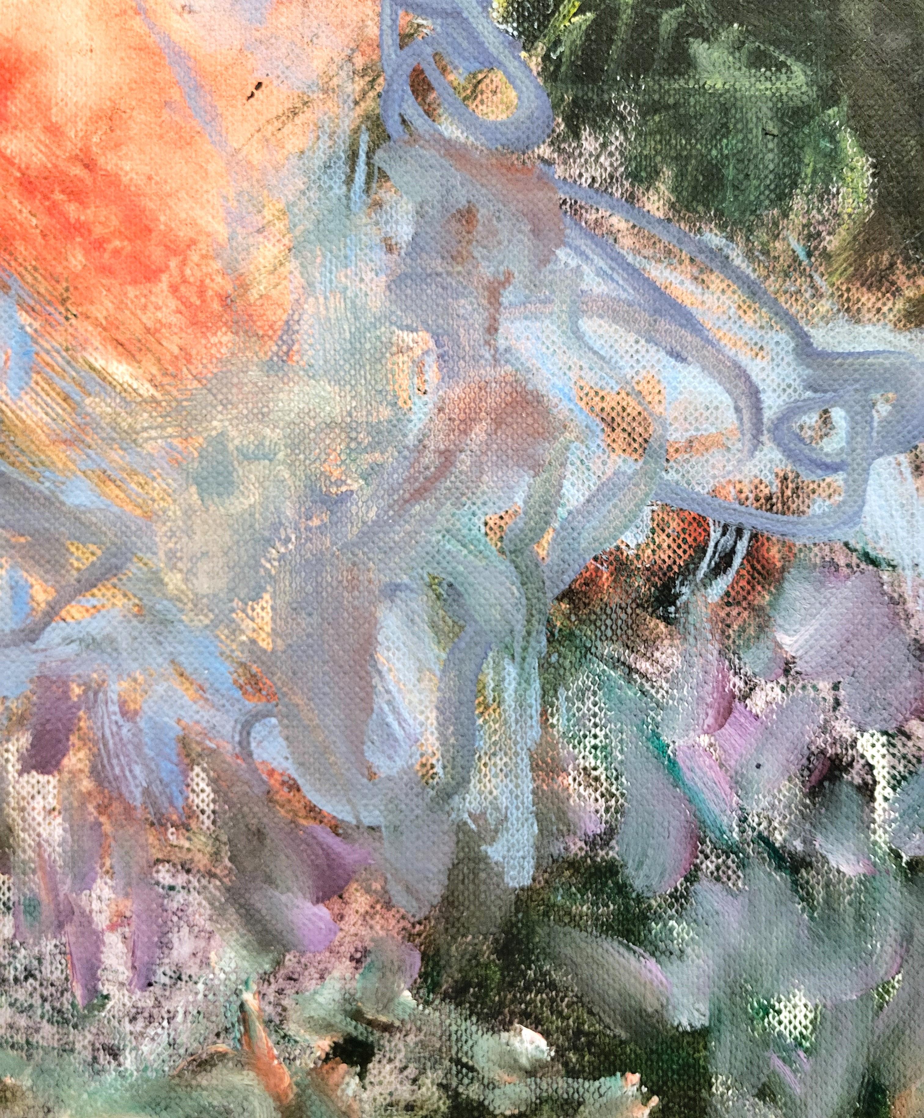 Guida notturna al tramonto /// Pittura ad olio contemporanea astratto-espressionista in vendita 8