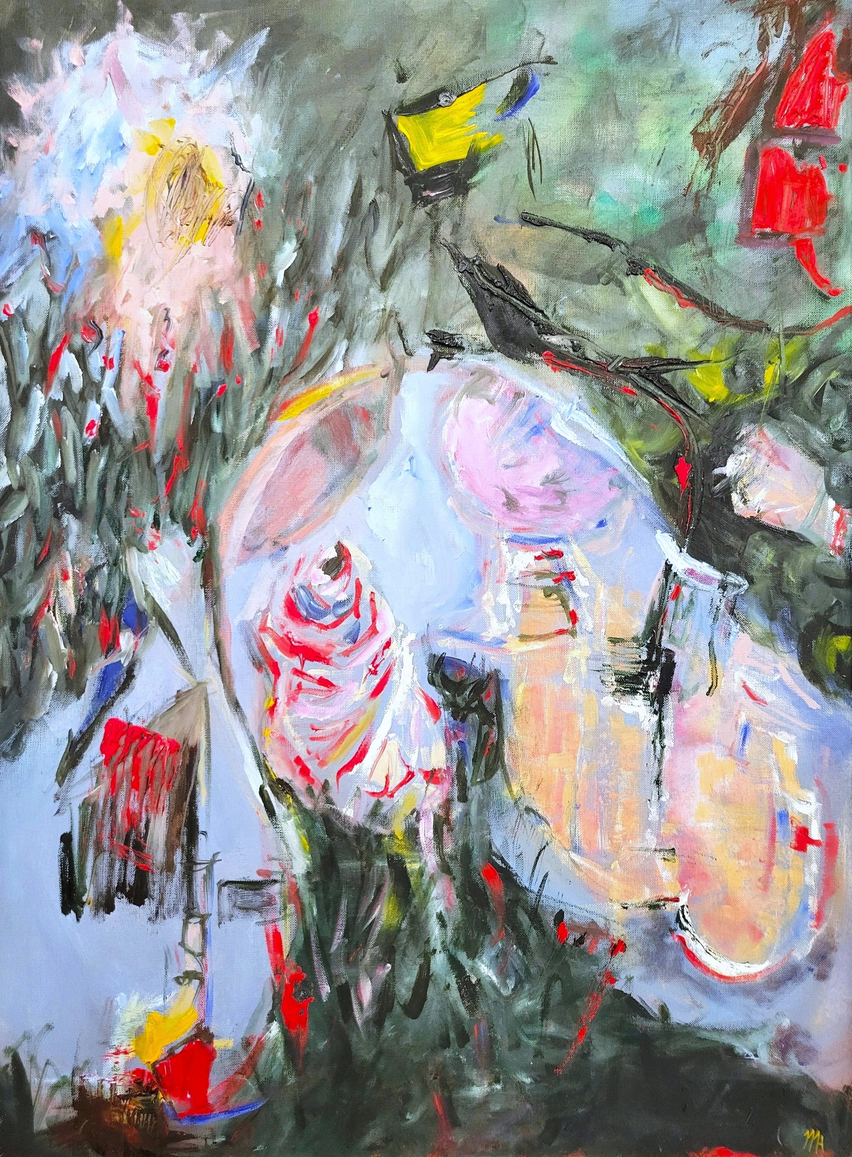 Nuoto notturno /// Pittura ad olio astratta contemporanea Artista donna