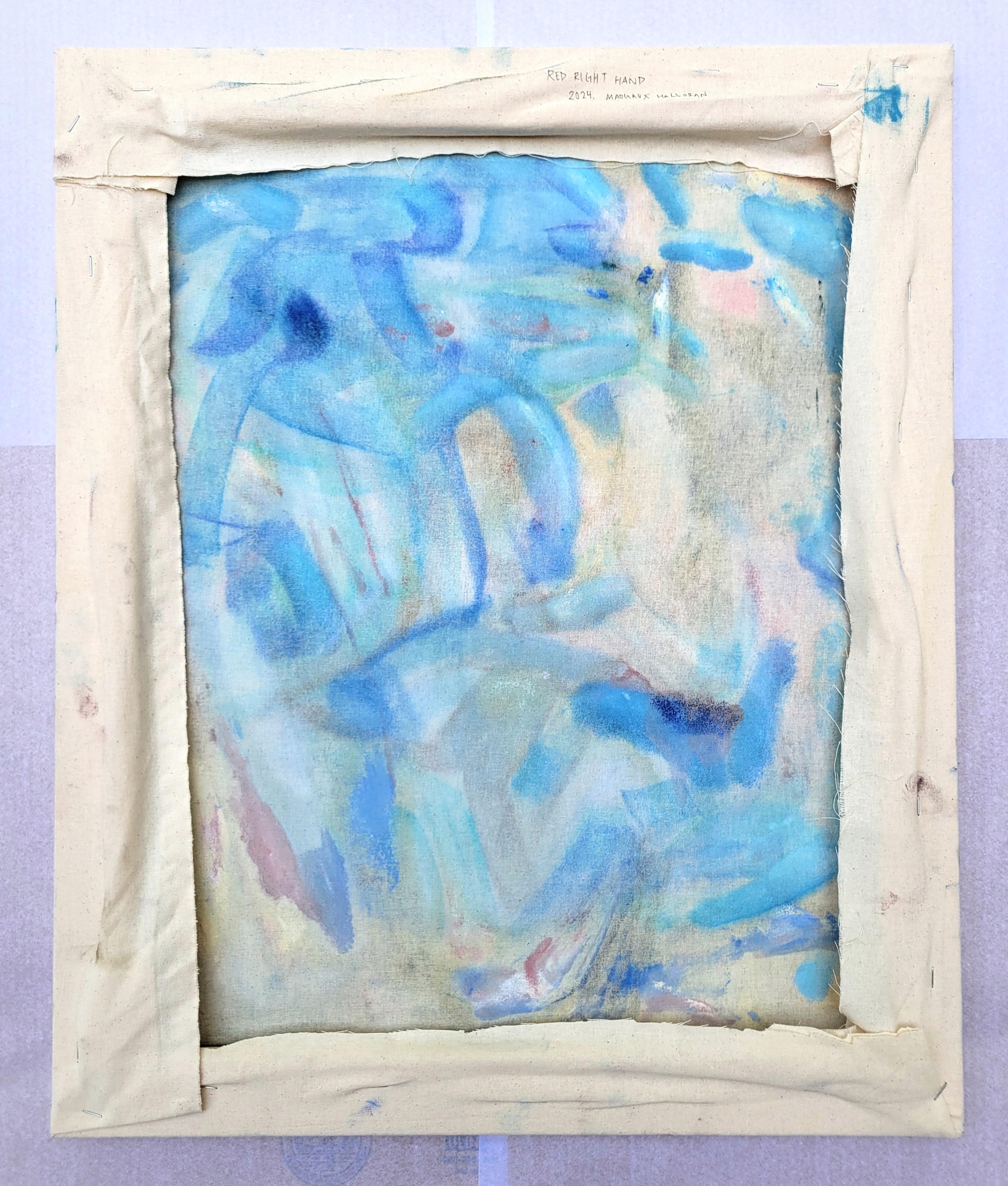 Rote rechte Hand /// Abstrakter Expressionismus Blau Rot Künstlerin Malerei Leinwand im Angebot 8