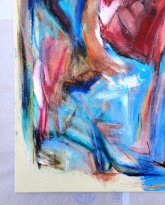 Rote rechte Hand /// Abstrakter Expressionismus Blau Rot Künstlerin Malerei Leinwand