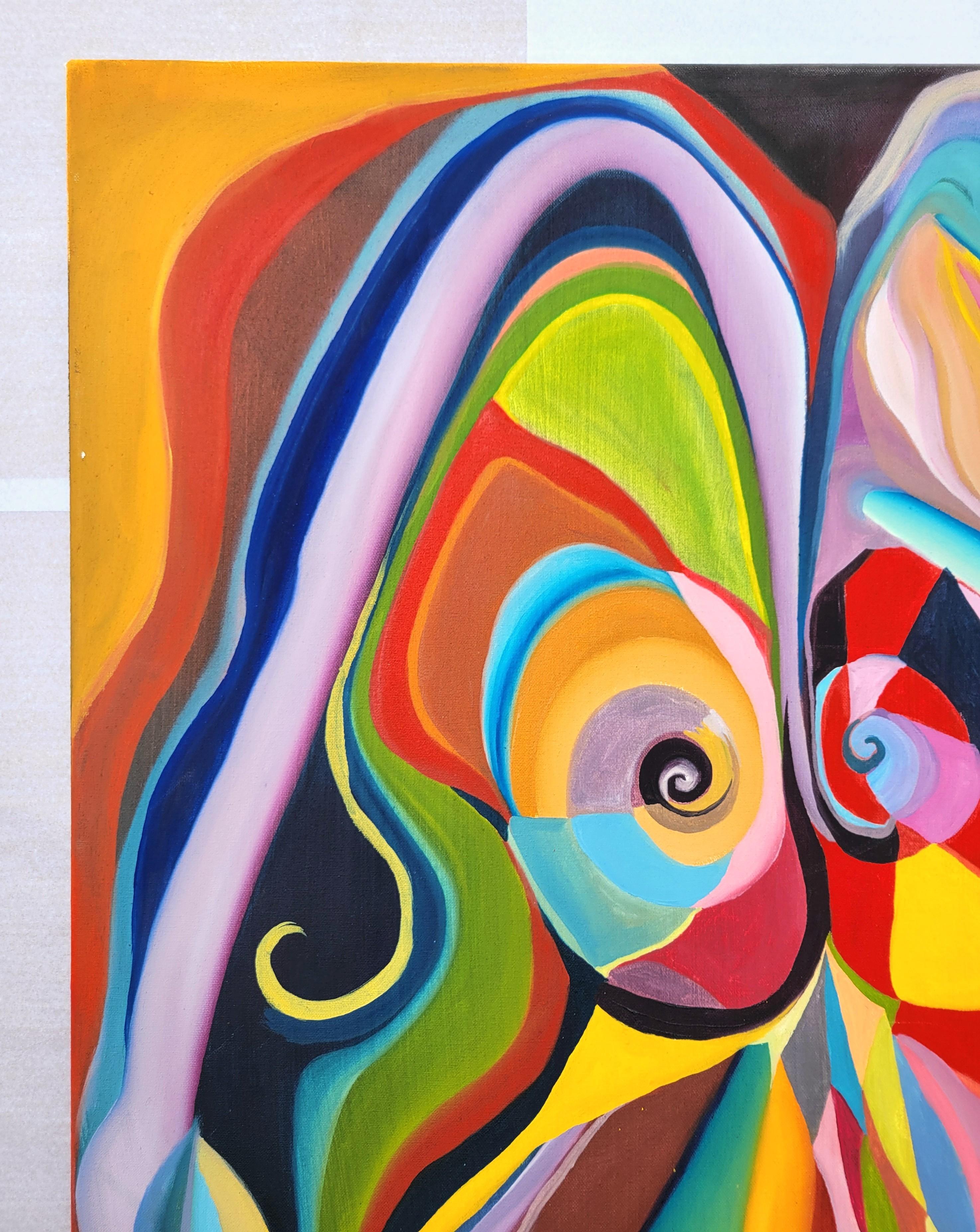 Venus /// Zeitgenössischer abstrakter Expressionismus Künstlerin Malerei Farbenfroh (Beige), Abstract Painting, von Margaux Halloran