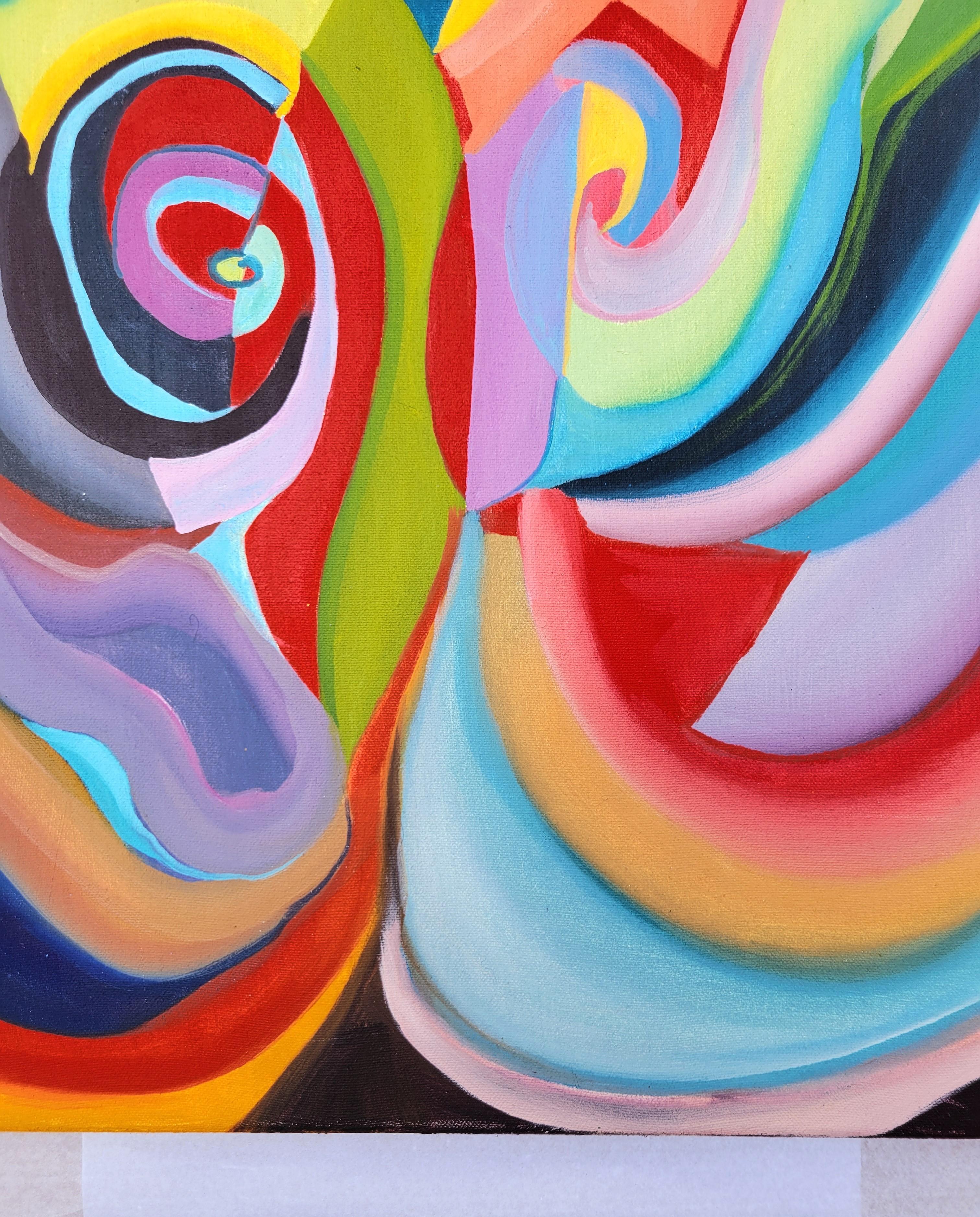 Venus /// Zeitgenössischer abstrakter Expressionismus Künstlerin Malerei Farbenfroh im Angebot 3