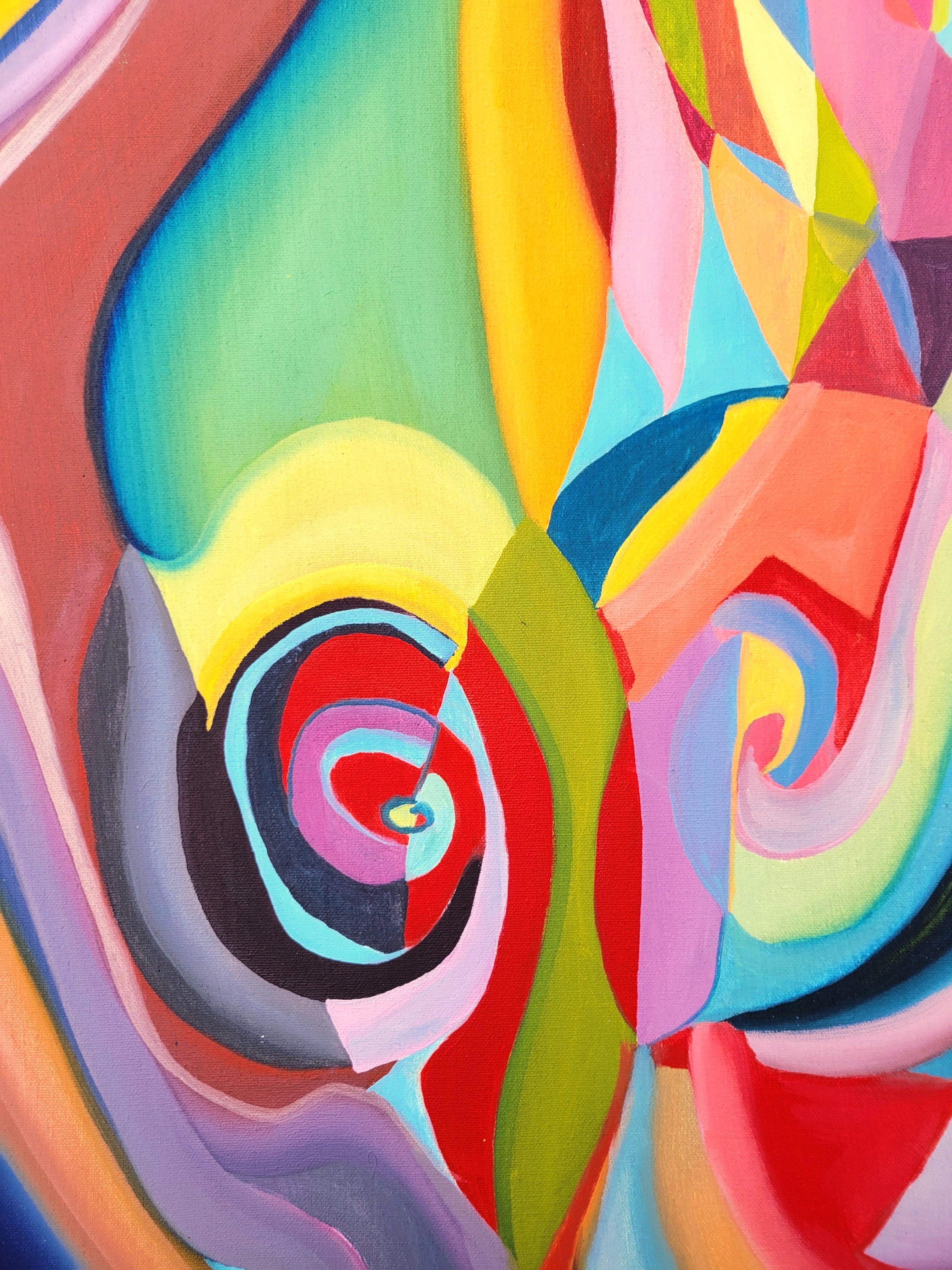 Venus /// Zeitgenössischer abstrakter Expressionismus Künstlerin Malerei Farbenfroh im Angebot 4