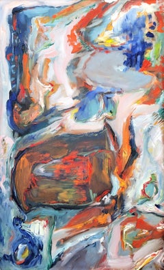 Vista dalla finestra del suo balcone /// Dipinto a olio astratto espressionista contemporaneo