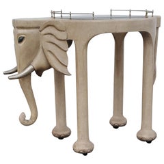 Marge Carson Carved Wood Elephant Bar Cart