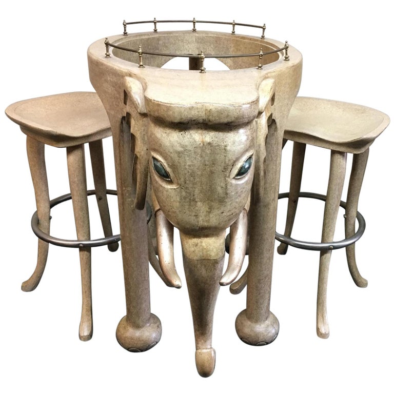 Marge Carson Elephant Bar and Stools at 1stDibs