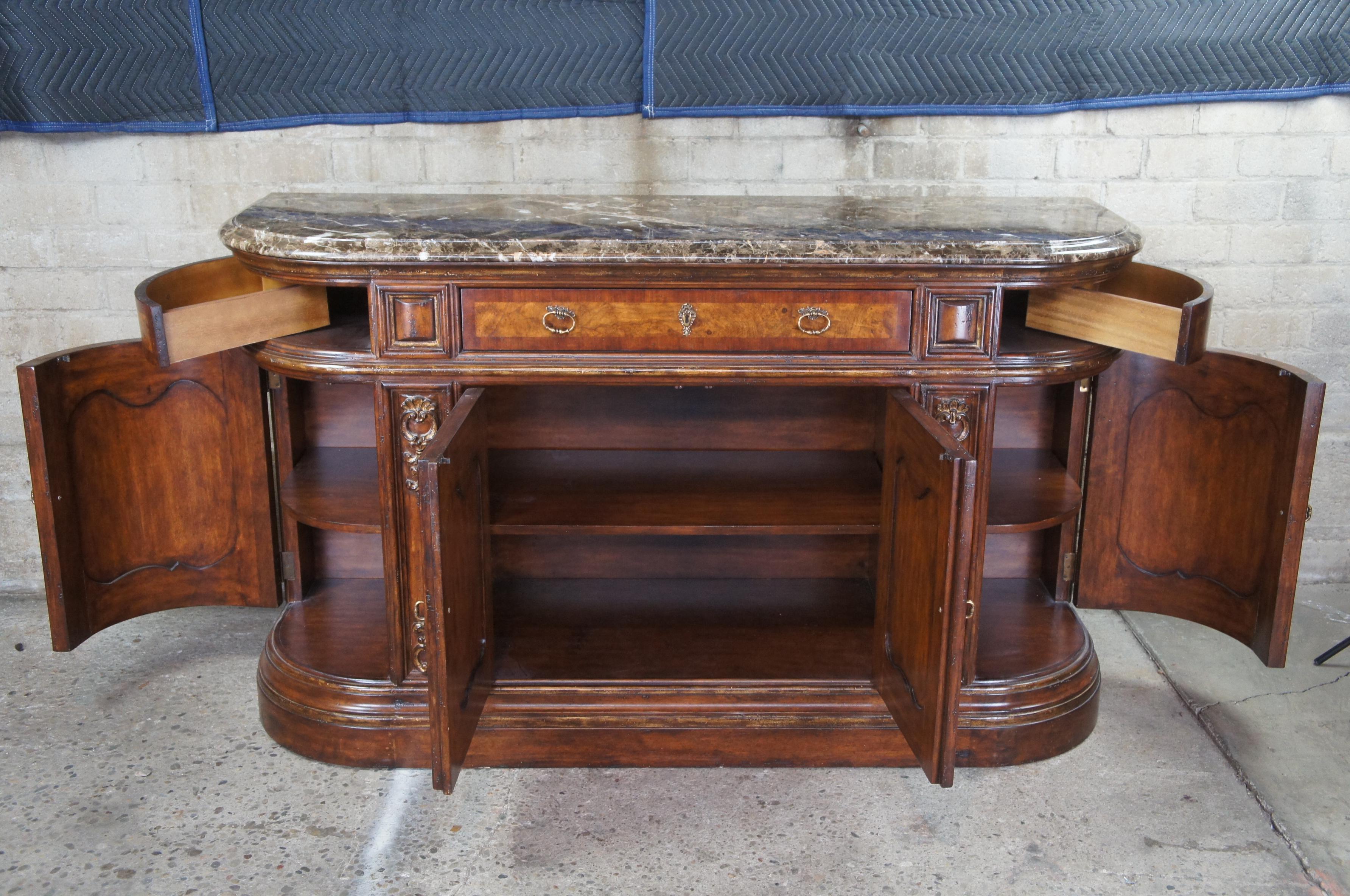 20th Century Marge Carson French Baroque Marble Top Buffet Console Sideboard Credenza