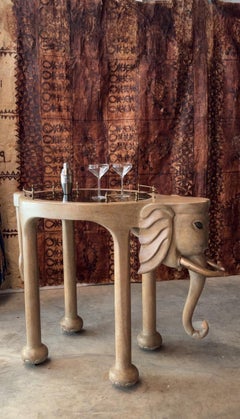 Chariot de bar à éléphant Marge Carson Hollywood Regency