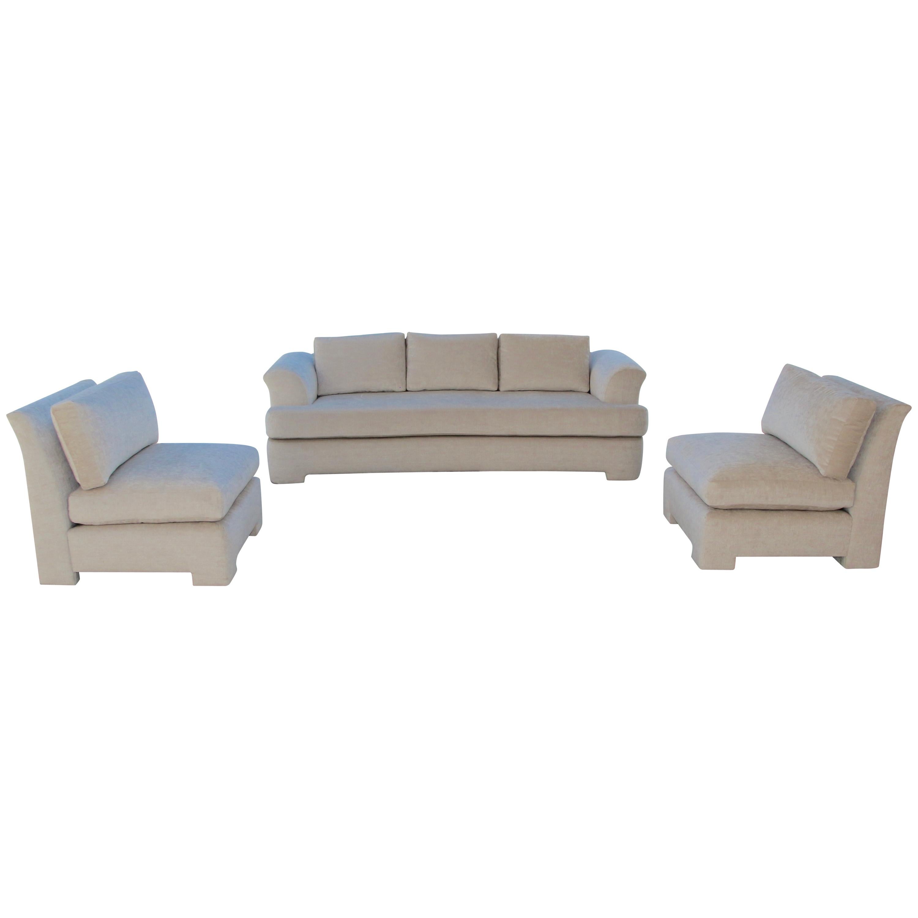 Marge Carson Sofa and Chairs in Knoll Summit Fabric For Sale at 1stDibs
