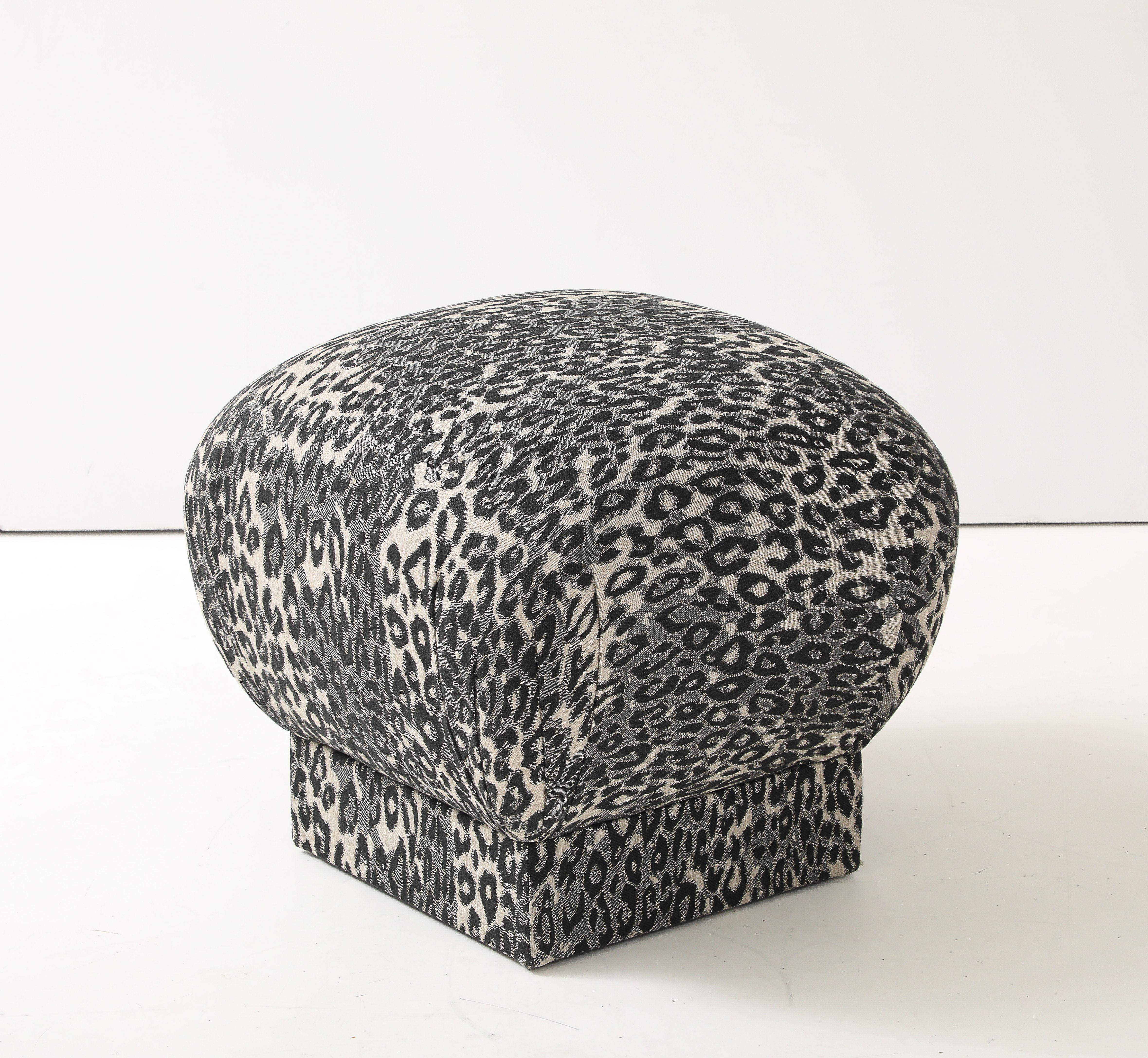 Fabric Marge Carson Leopard Pouf For Sale