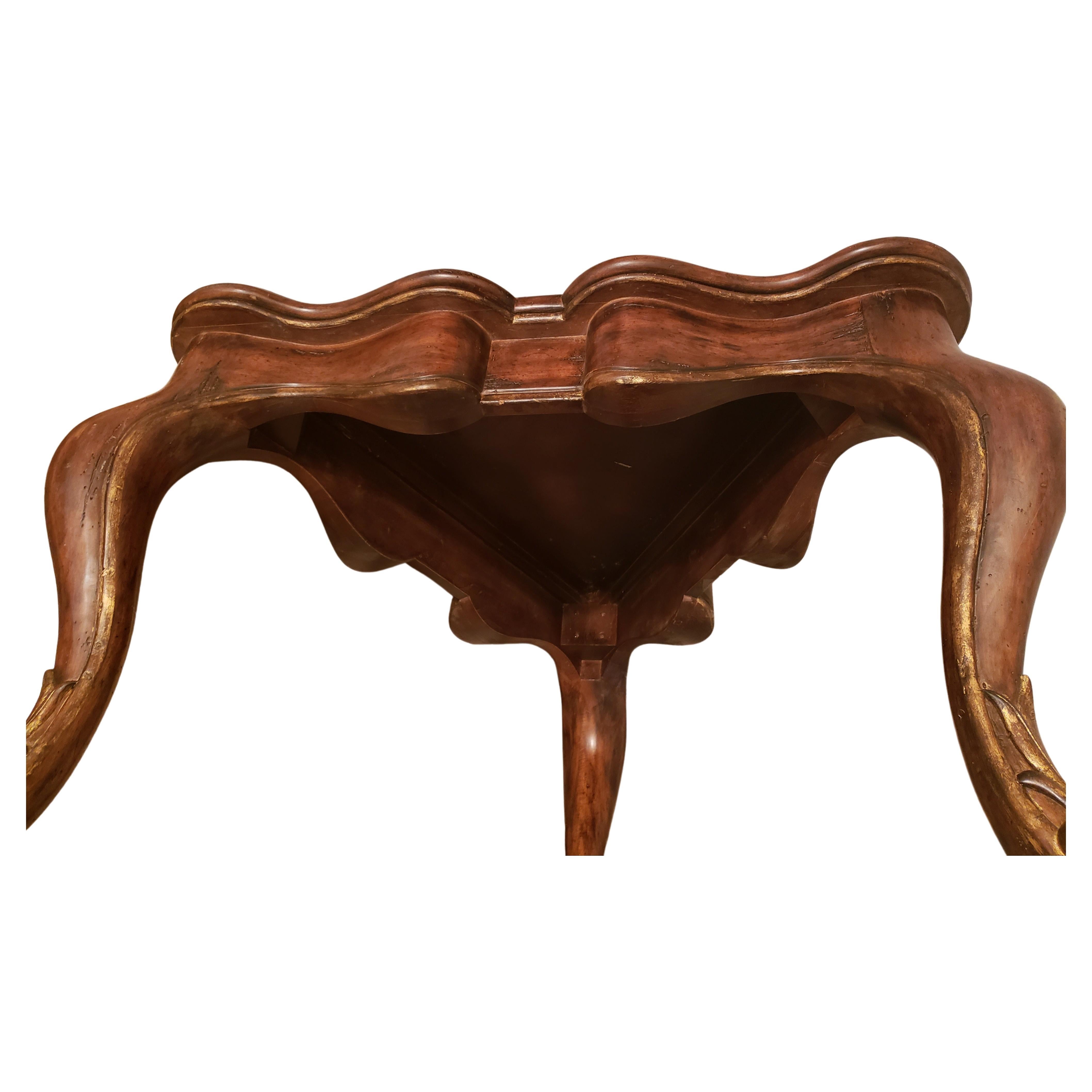 Marge Carson Mahogany Loire Serpentine Triangular Side Cocktail Center Table For Sale 5