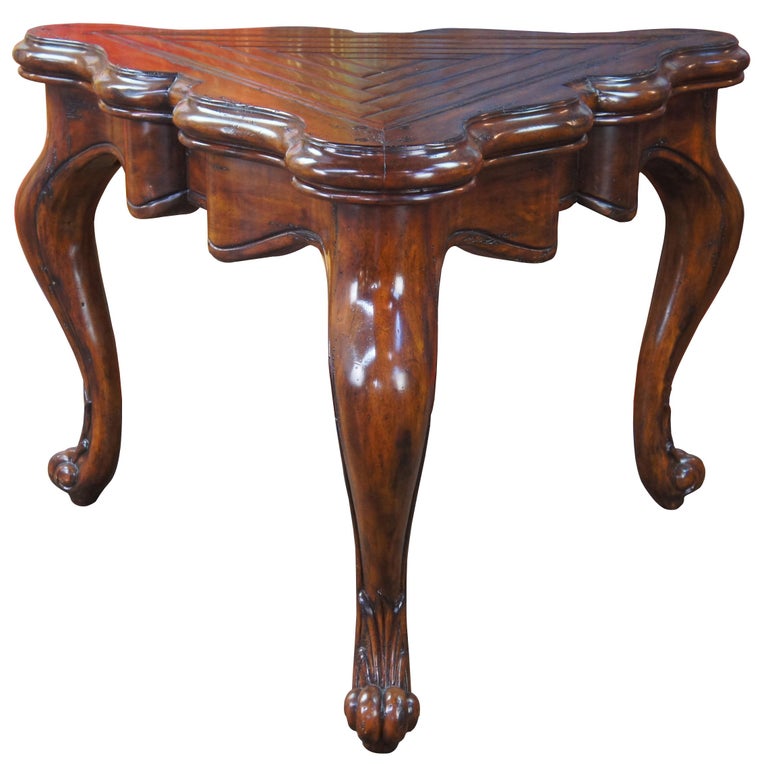 Marge Carson Mahogany Loire Serpentine Triangular Side Console Center