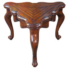 Marge Carson Mahogany Loire Serpentine Triangular Side Console Center Table