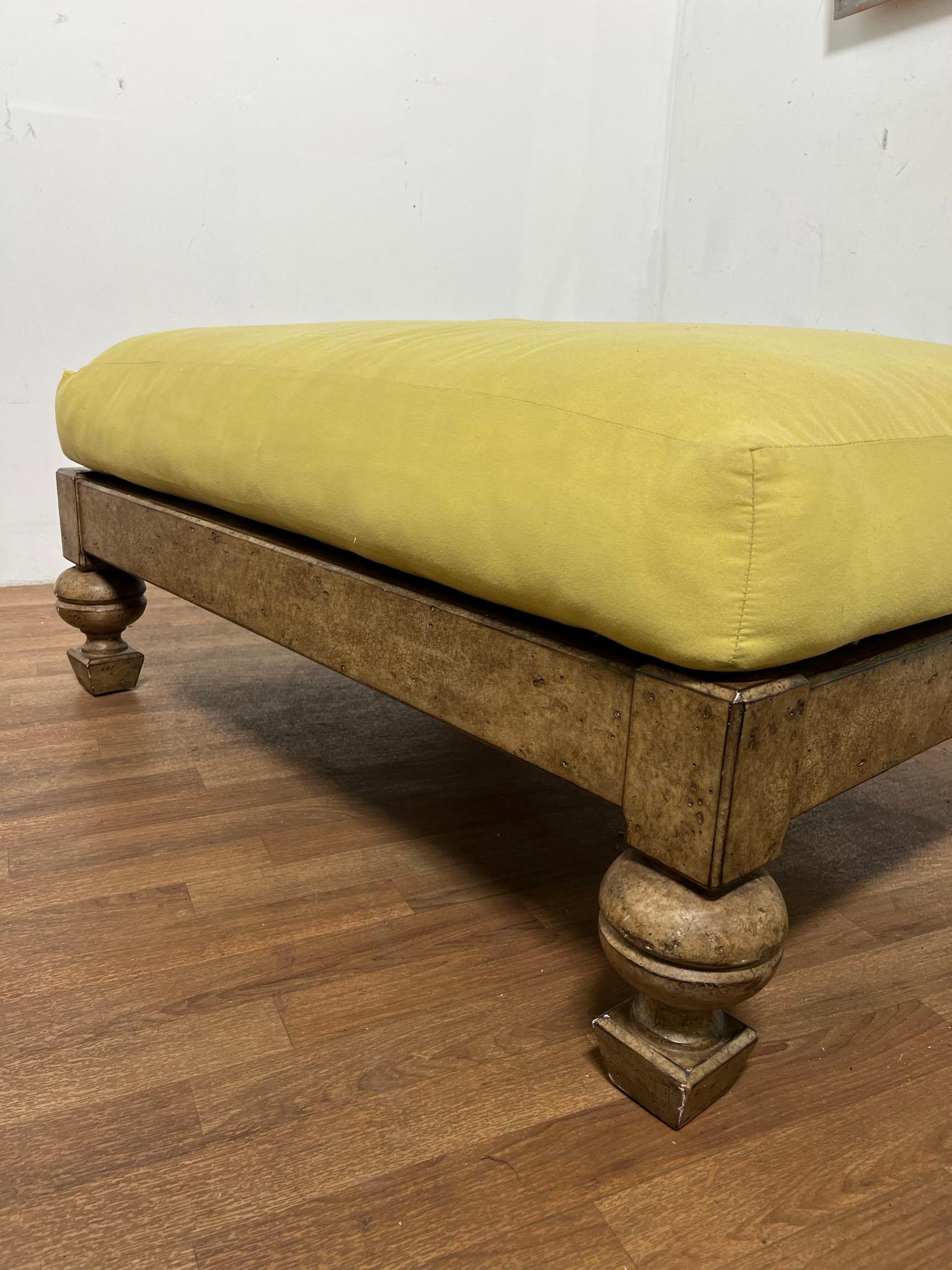Marge Carson Oversized Burl Wood and Cane Lounge With Ottoman Circa 1980s For Sale 7