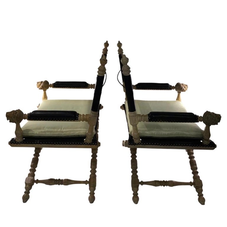 Marge Carson Pair of Campaign Chairs For Sale at 1stDibs