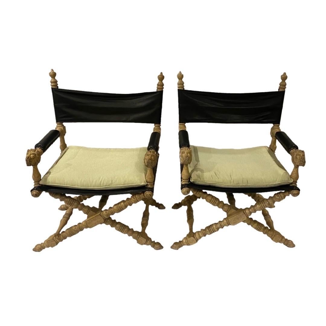Marge Carson Pair of Campaign Chairs