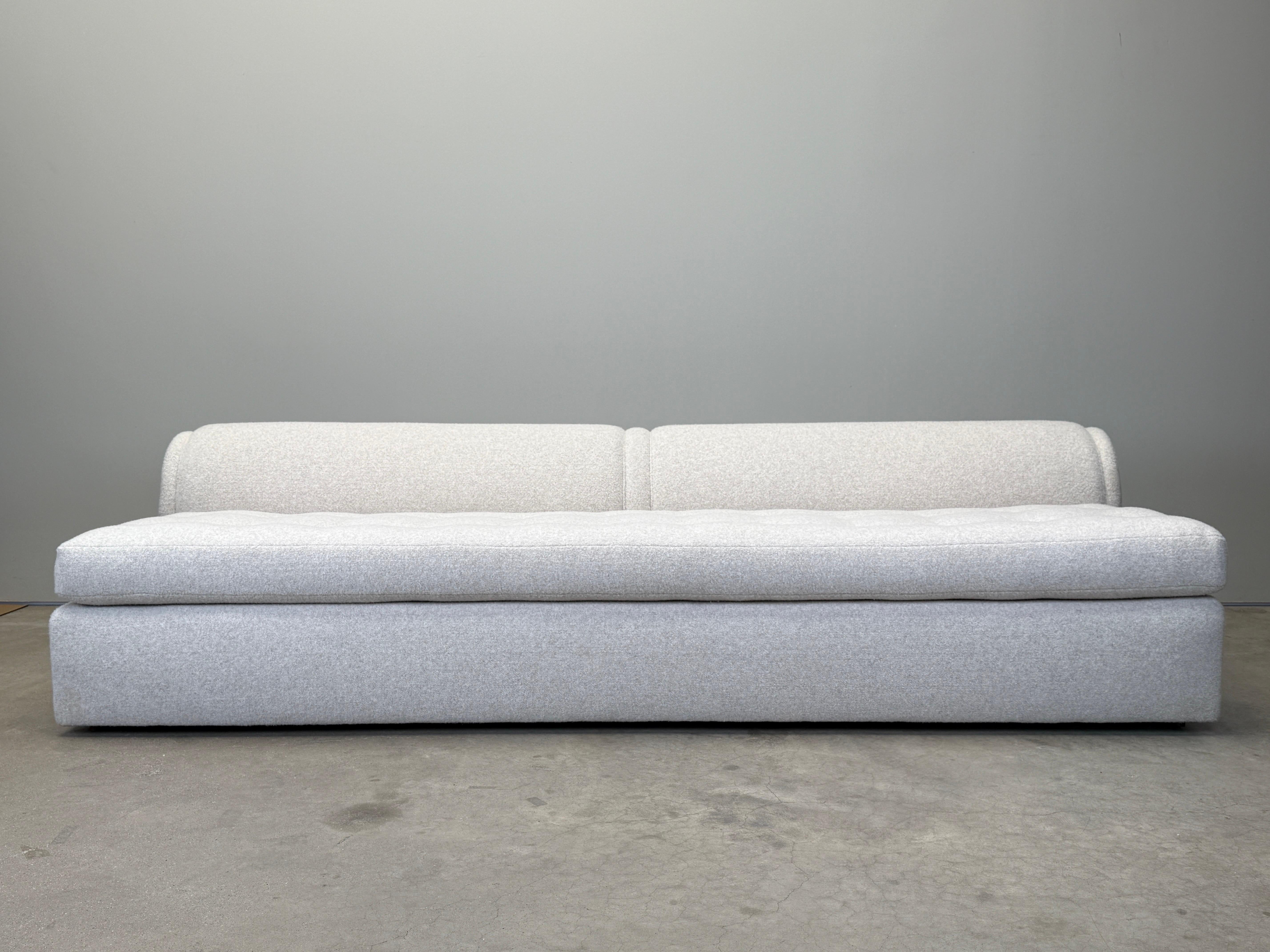 A slipper sofa by Marge Carson fully restored and reupholstered in Holly Hunt / Alpaca Melange / First Blush. 
