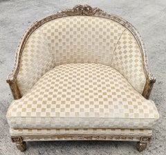 Marge Carson Fauteuil de bergère français de style Louis XVI Silver Leaf