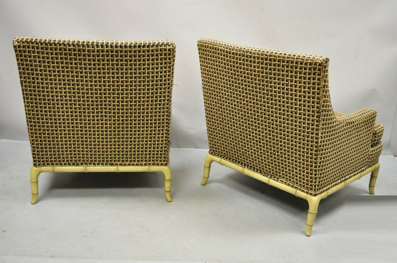 Marge Carson Vintage Faux Bamboo Hollywood Regency Lounge Club Chairs, a Pair 4