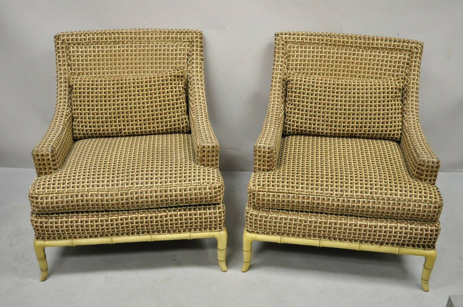 Marge Carson Vintage Faux Bamboo Hollywood Regency Lounge Club Chairs, a Pair 5