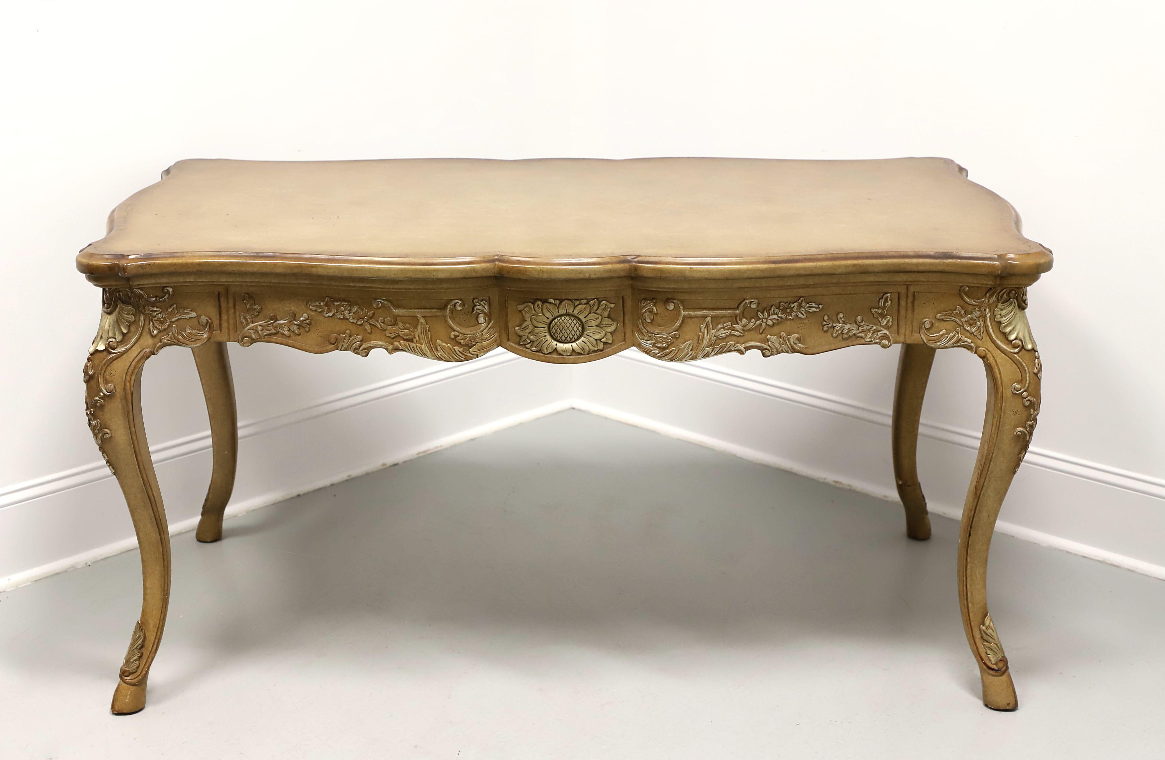 MARGE CARSON Whitewashed Oak French Provincial Bureau Plat Writing Desk In Good Condition For Sale In Charlotte, NC