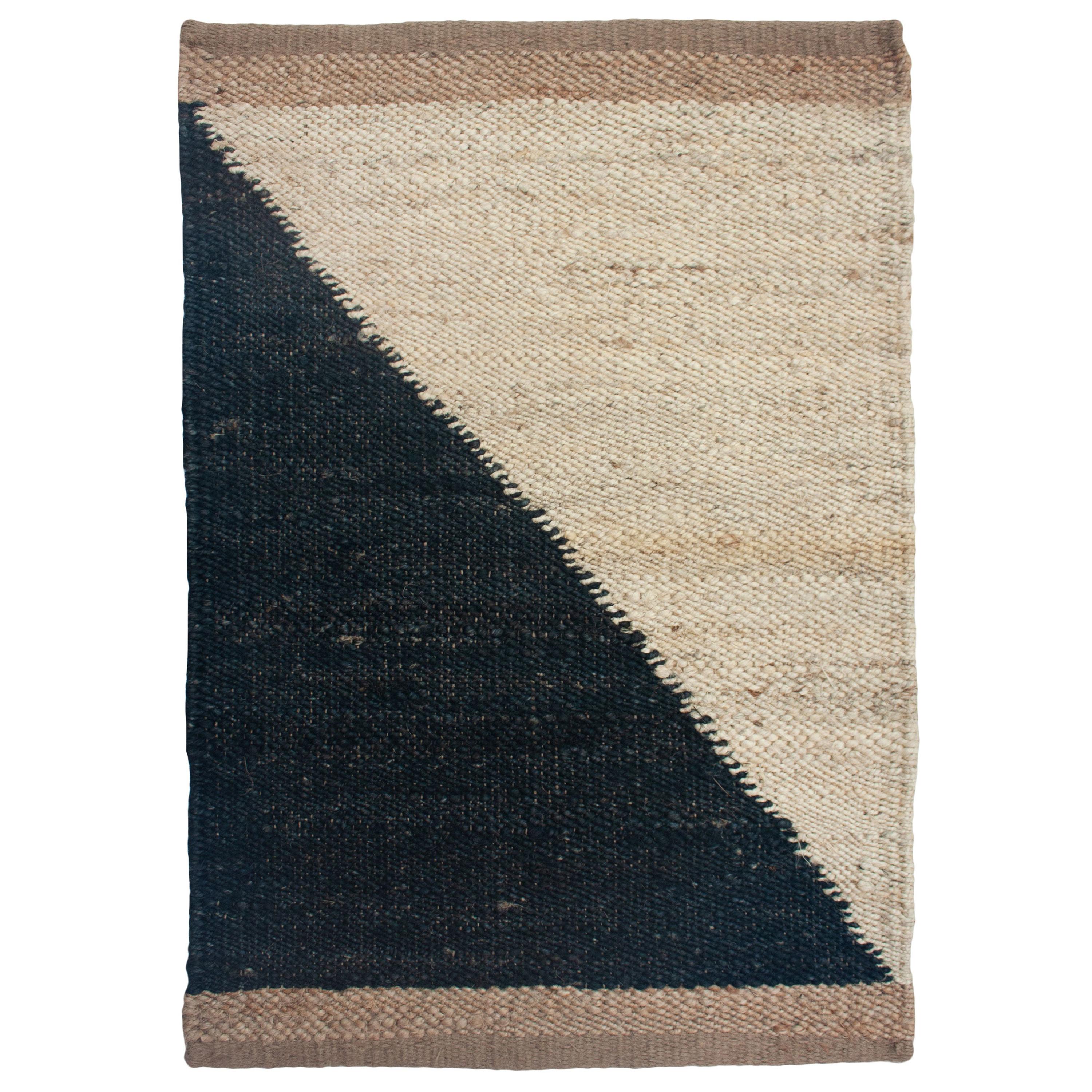 Margeaux Black and White Geometric Handwoven Modern Jute Rug, Carpet and Durrie