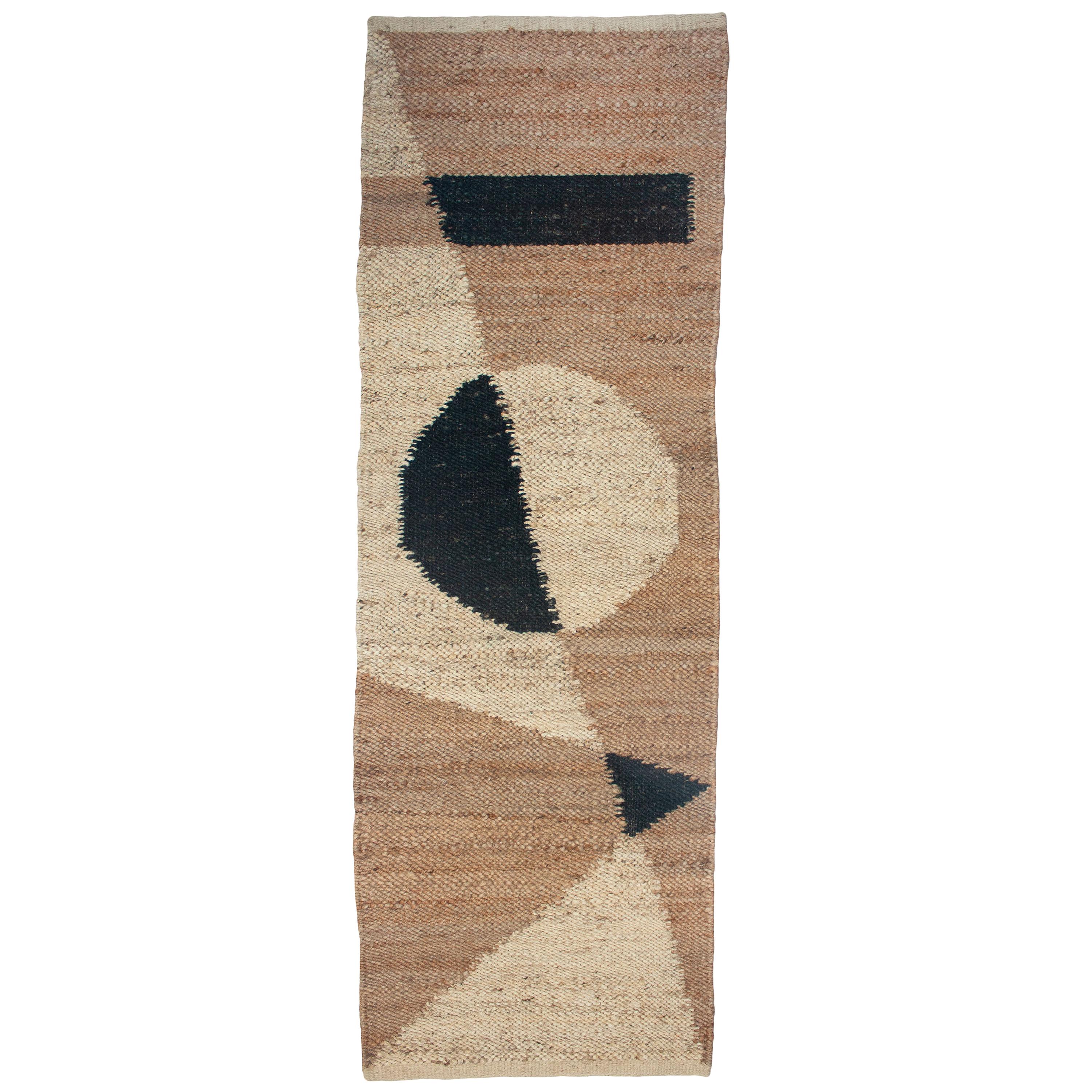 Margeaux Shapes Modern Handwoven Geometric Jute Rug, Carpet and Durrie For Sale
