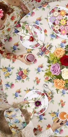 In Bloom - Spring rose floral sugar cookie tea party, women seated around table