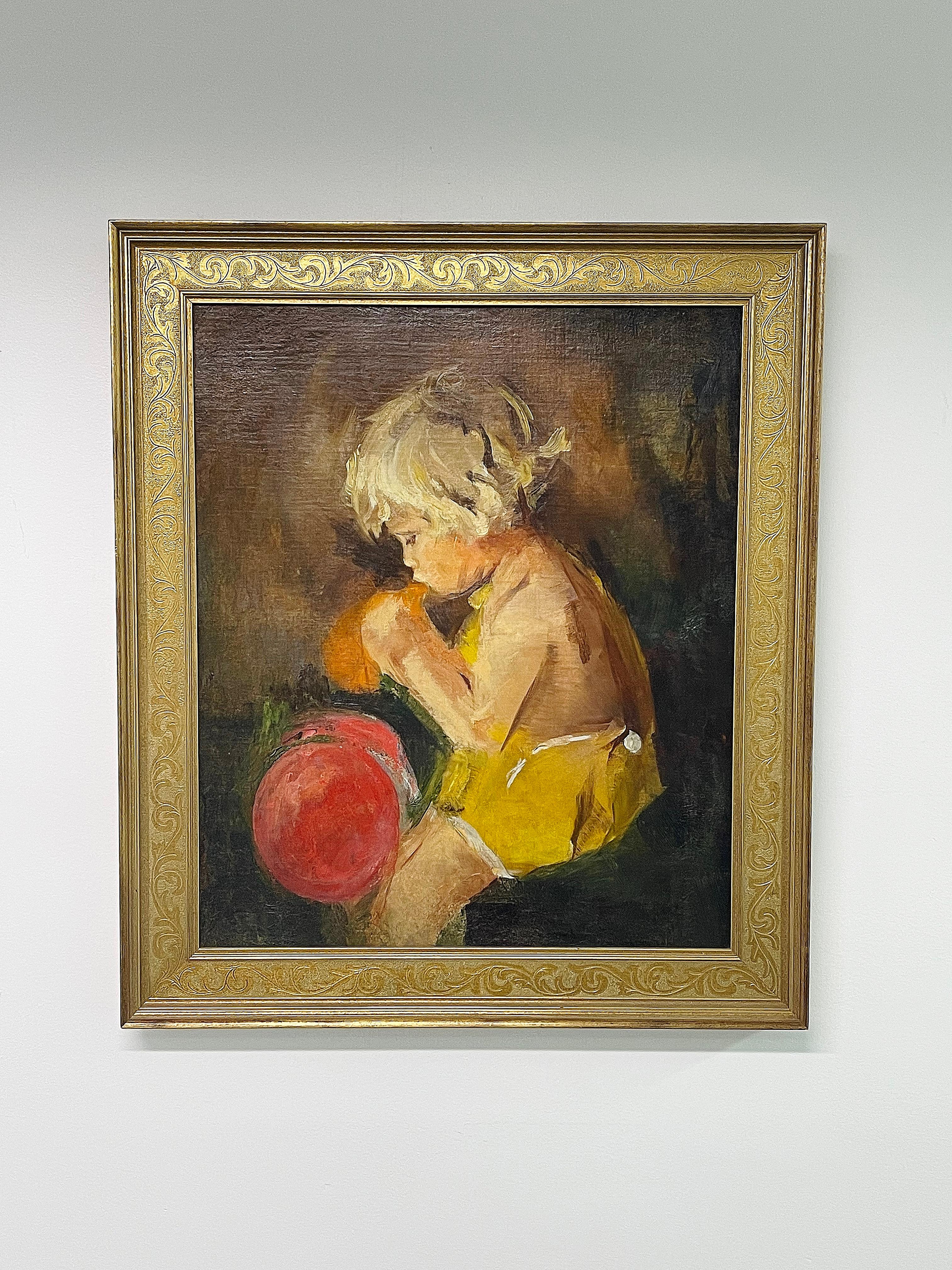 Boy Blowing a Balloon - Painting by Margery Austen Ryerson