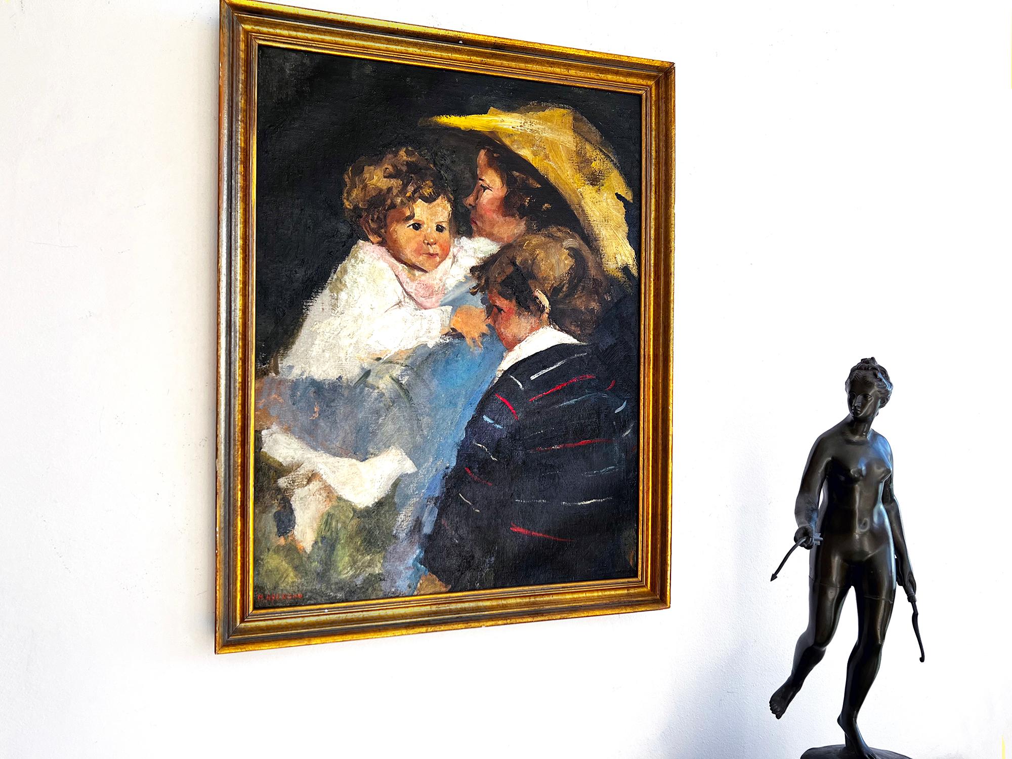 Tender Family Portrait - Mother and Child, Student of Robert Henri For Sale 1