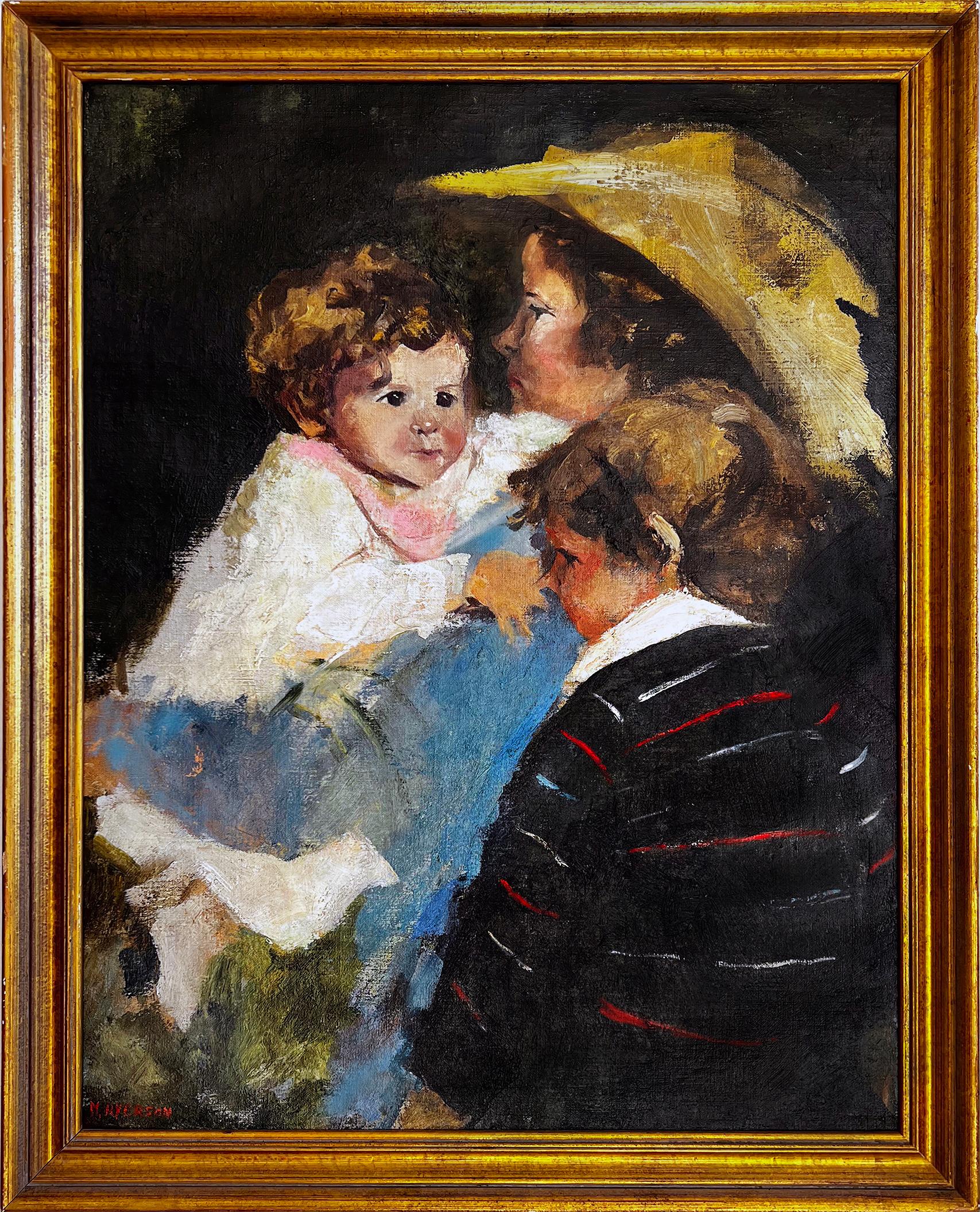 Portrait de famille tendre - Mère et enfant, élève de Robert Henri