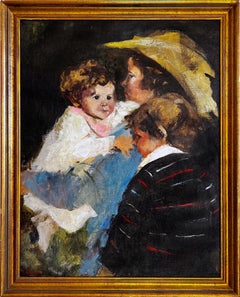 Antique Tender Family Portrait - Mother and Child, Student of Robert Henri