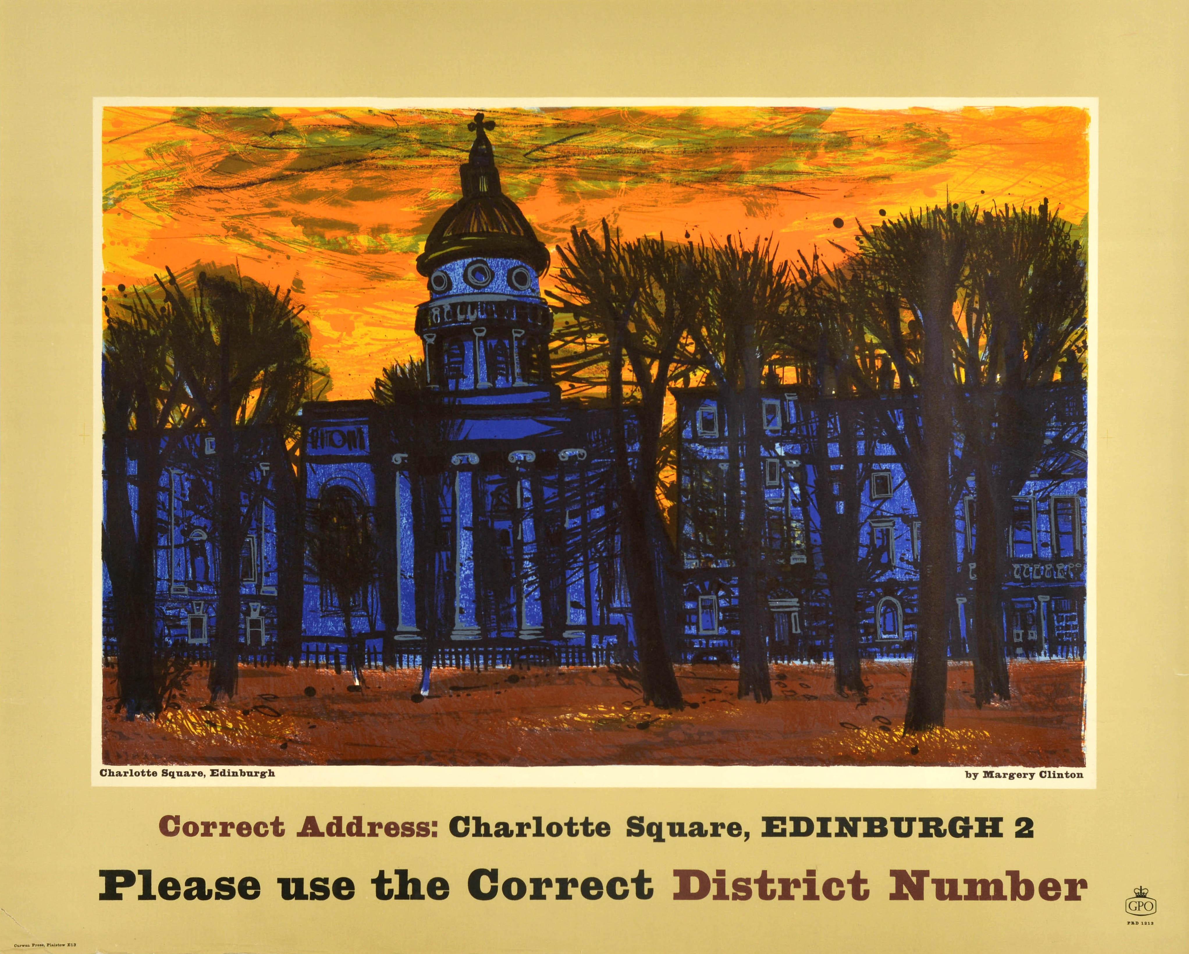 Margery Clinton Print - Original Vintage Post Office Advertising Poster Charlotte Square Edinburgh GPO