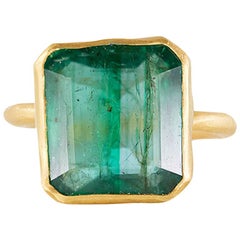 Margery Hirschey 22 Karat Gold with 8.04 Carat Zambian Emerald Ring