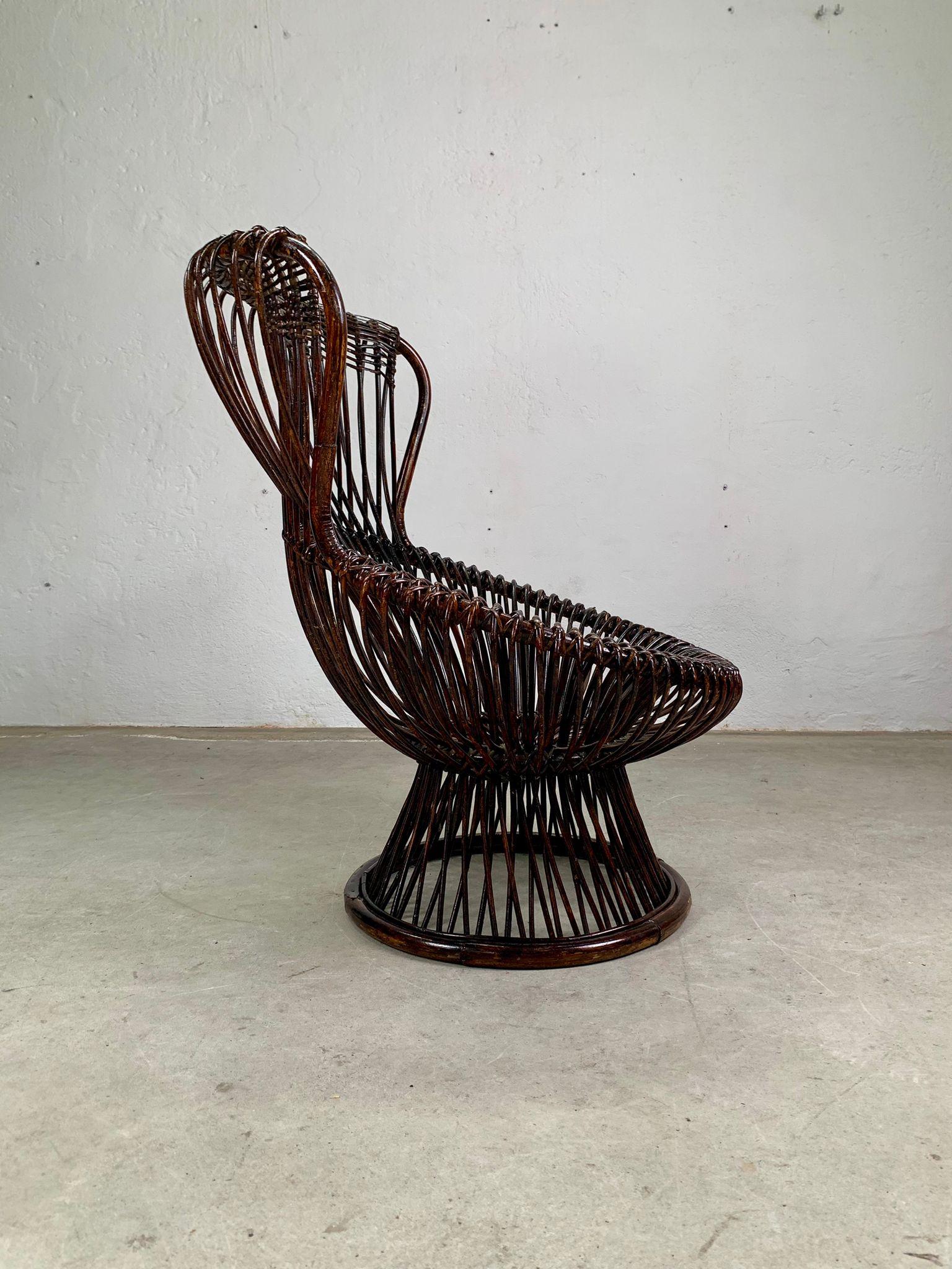 Margherita armchair by Franco Albini, Bonacina, Italy, 1950s
Rattan armchair, historic model called made for the Italian company specializing in furniture made of rattan.
Good condition
 Dim: 70 x  h 98 cm 