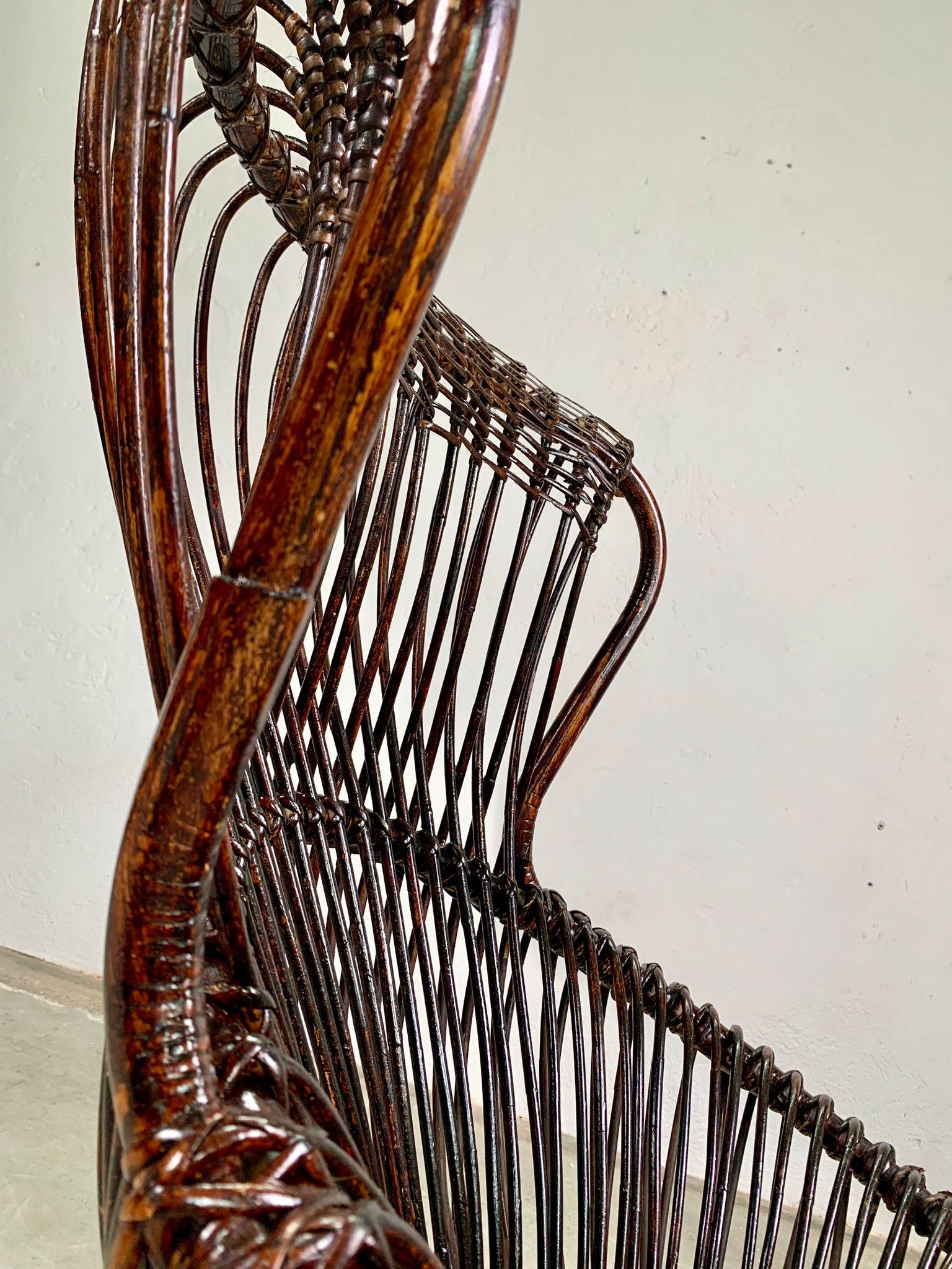 Rattan Margherita armchair by Franco Albini, Bonacina, Italy, 1950s