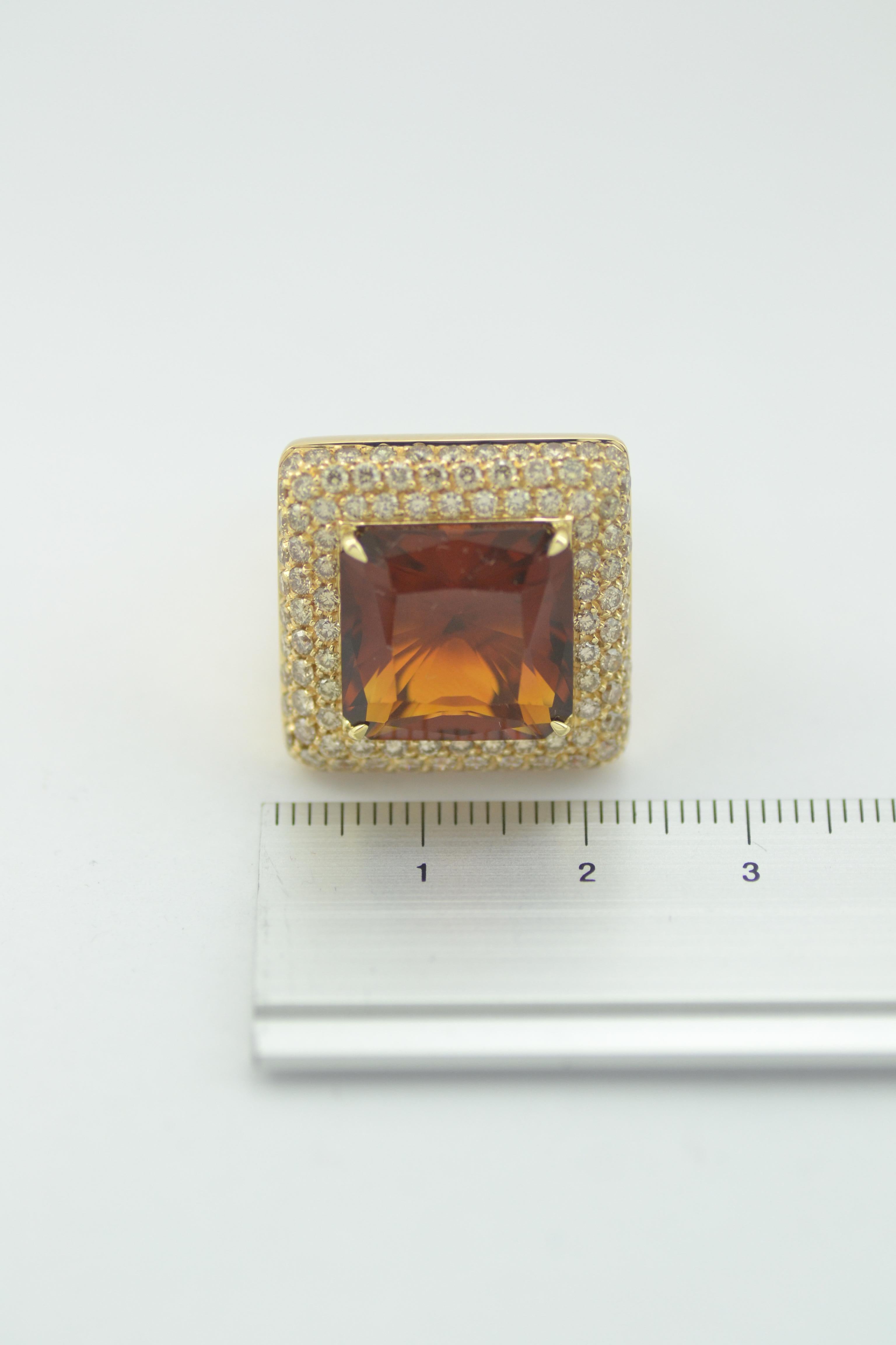 Margherita Burgener 18 Karat Gold Brown Diamond Citrine Quartz Cocktail Ring 1