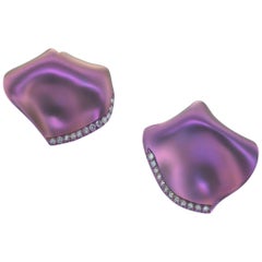 Margherita Burgener Pink Titanium Diamond 18 Karat Gold Clip Stud Earrings