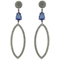 Tanzanite Diamond 18 Karat Gold Pendant Earrings