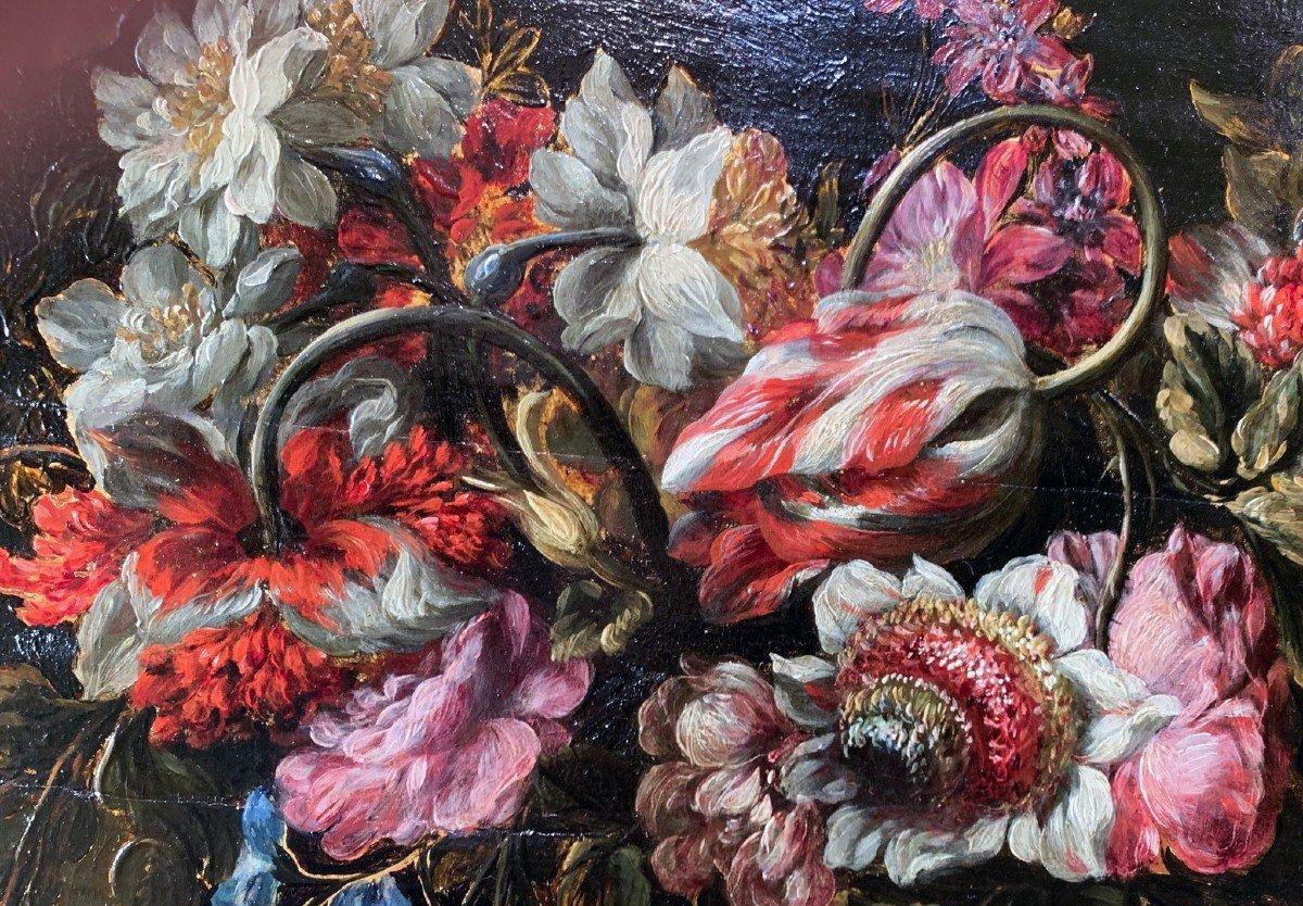 Huile sur panneau de pin Dim sans cadre 60/52 Dim avec cadre 68/59 Ecole italienne Entourage de Margherita Caffi   Margherita Caffi (Milan, 1648 - Milan, 20 septembre 1710), est une peintre italienne baroque de la fin du XVIIe et au début du XVIIIe