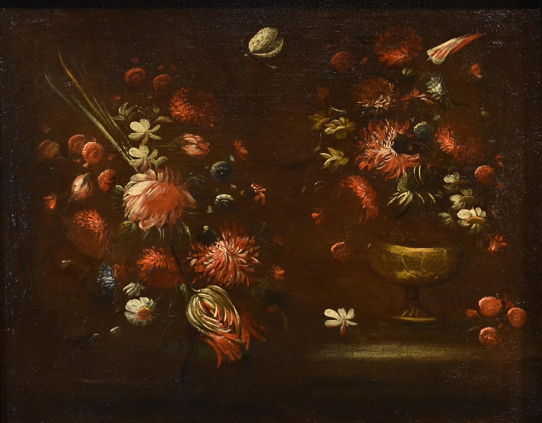 Pareja Bodegón Flores Caffi Siglo 17/18 Pintura Óleo sobre lienzo Viejo maestro - Painting de Margherita Caffi (Cremona 1647 - Milan 1710)