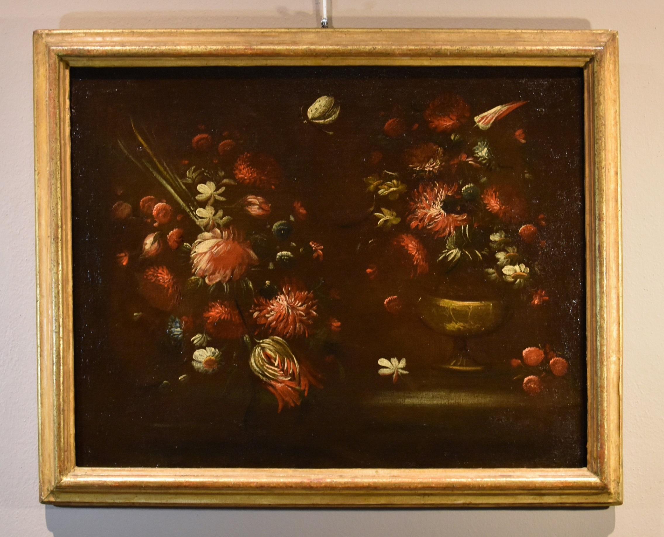 Pareja Bodegón Flores Caffi Siglo 17/18 Pintura Óleo sobre lienzo Viejo maestro - Painting Antiguos maestros de Margherita Caffi (Cremona 1647 - Milan 1710)